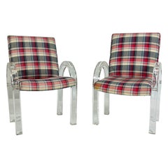 His & Hers Lucite Armchairs by Charles Hollis Jones, Signed & Dated 1972