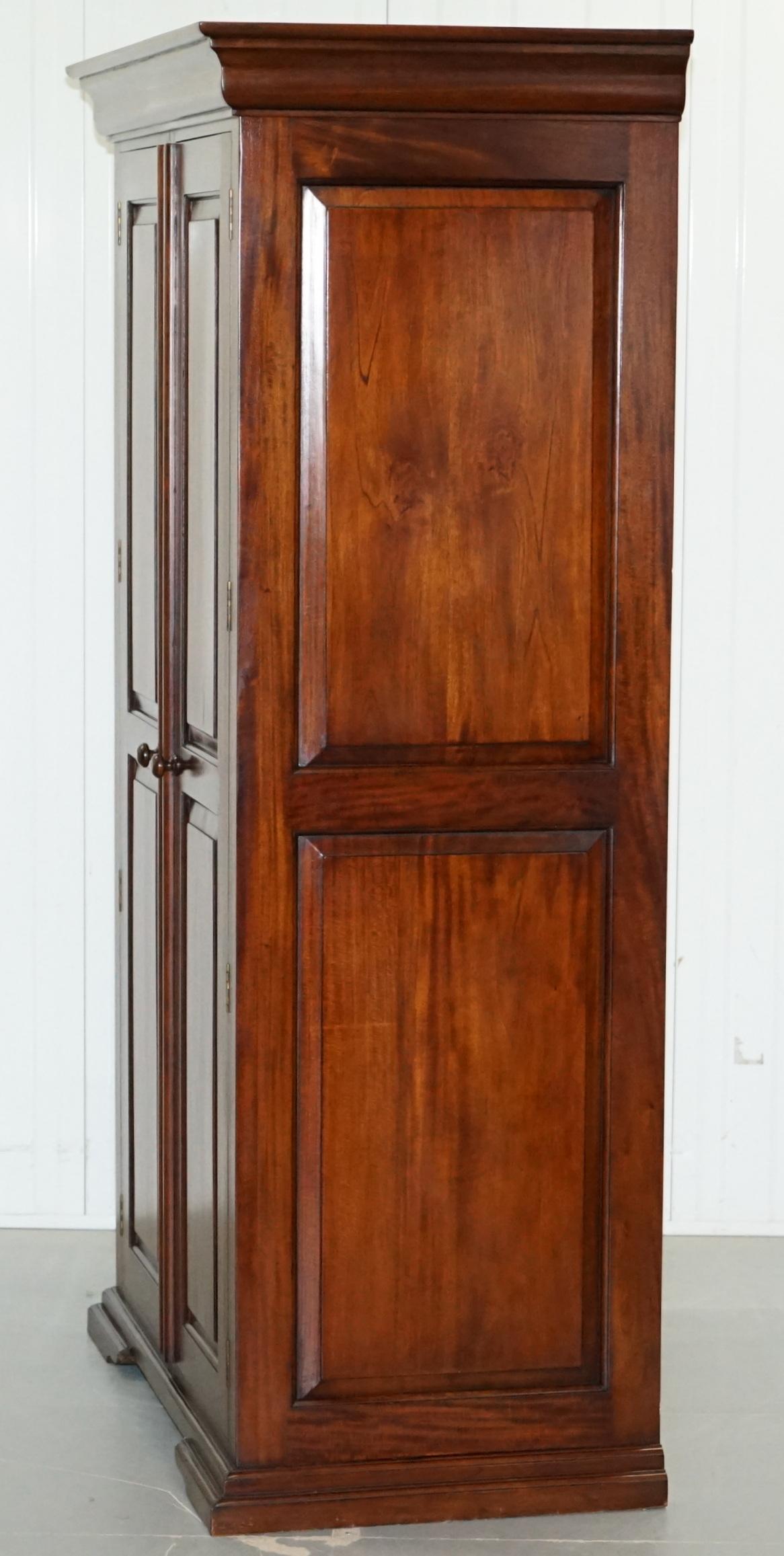 His & Hers Pair of Solid Panelled Mahogany Wardrobes with Large Hanging Space 8