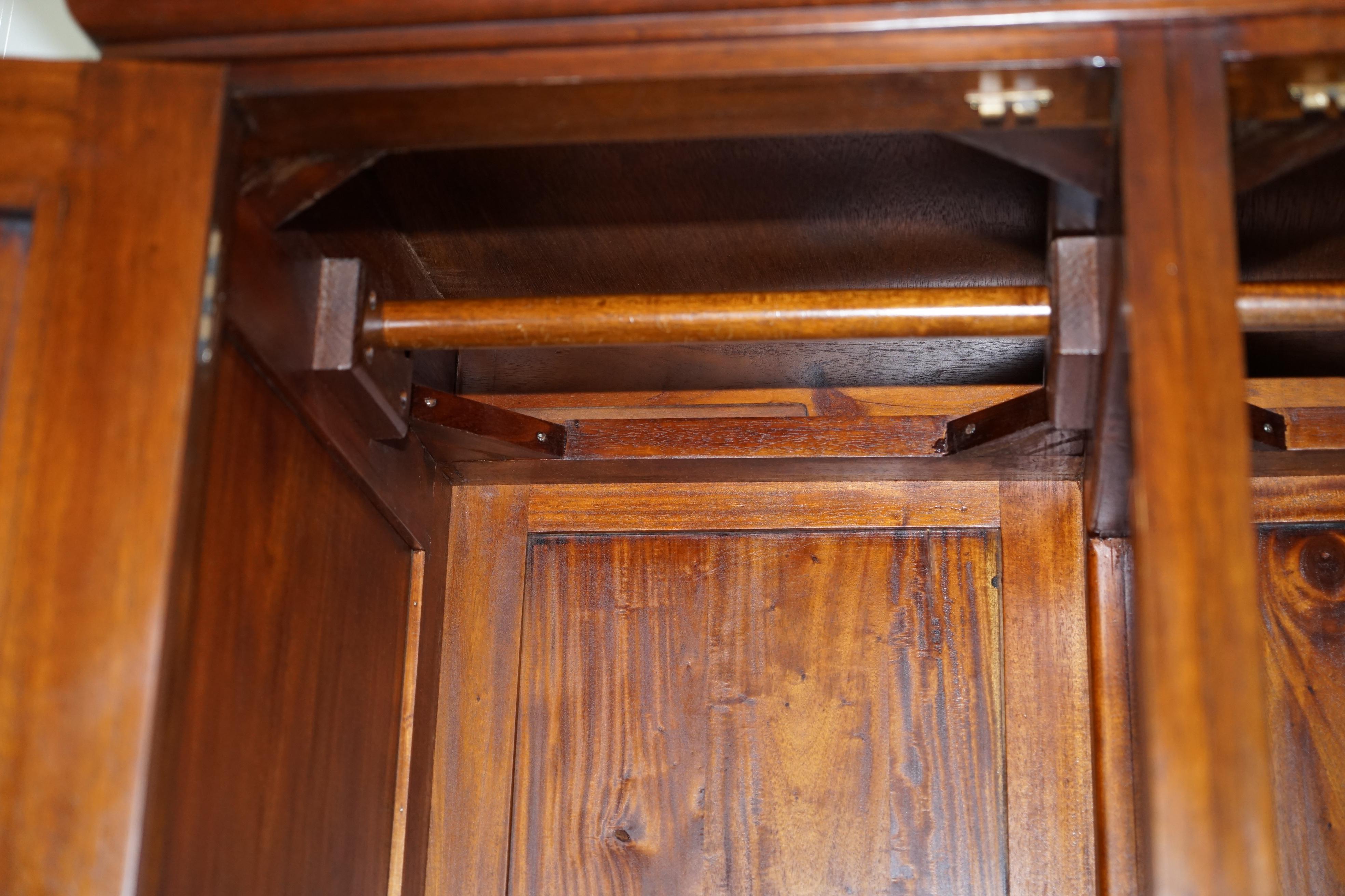 His & Hers Pair of Solid Panelled Mahogany Wardrobes with Large Hanging Space 13