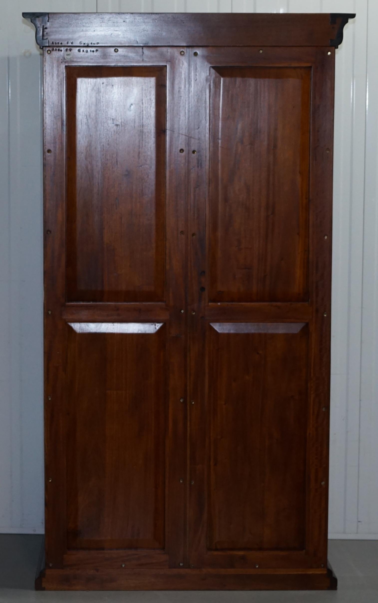 His & Hers Pair of Solid Panelled Mahogany Wardrobes with Large Hanging Space 1