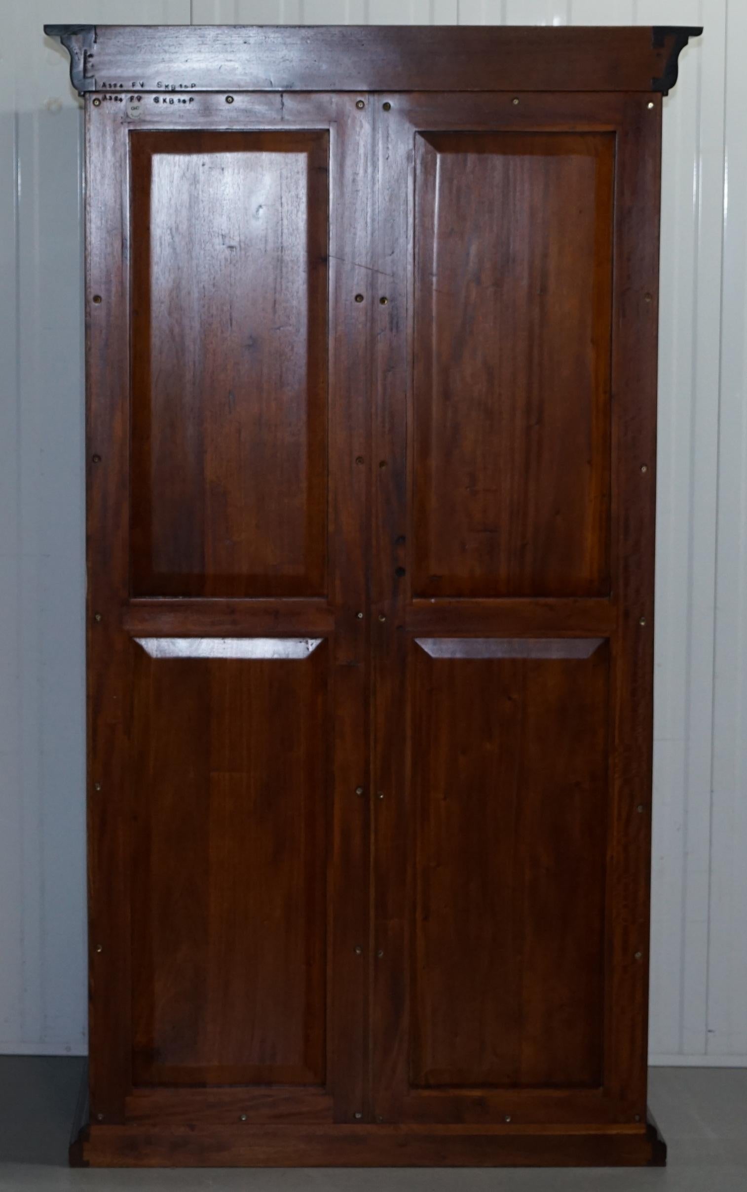 Contemporary His & Hers Pair of Solid Panelled Mahogany Wardrobes with Large Hanging Space