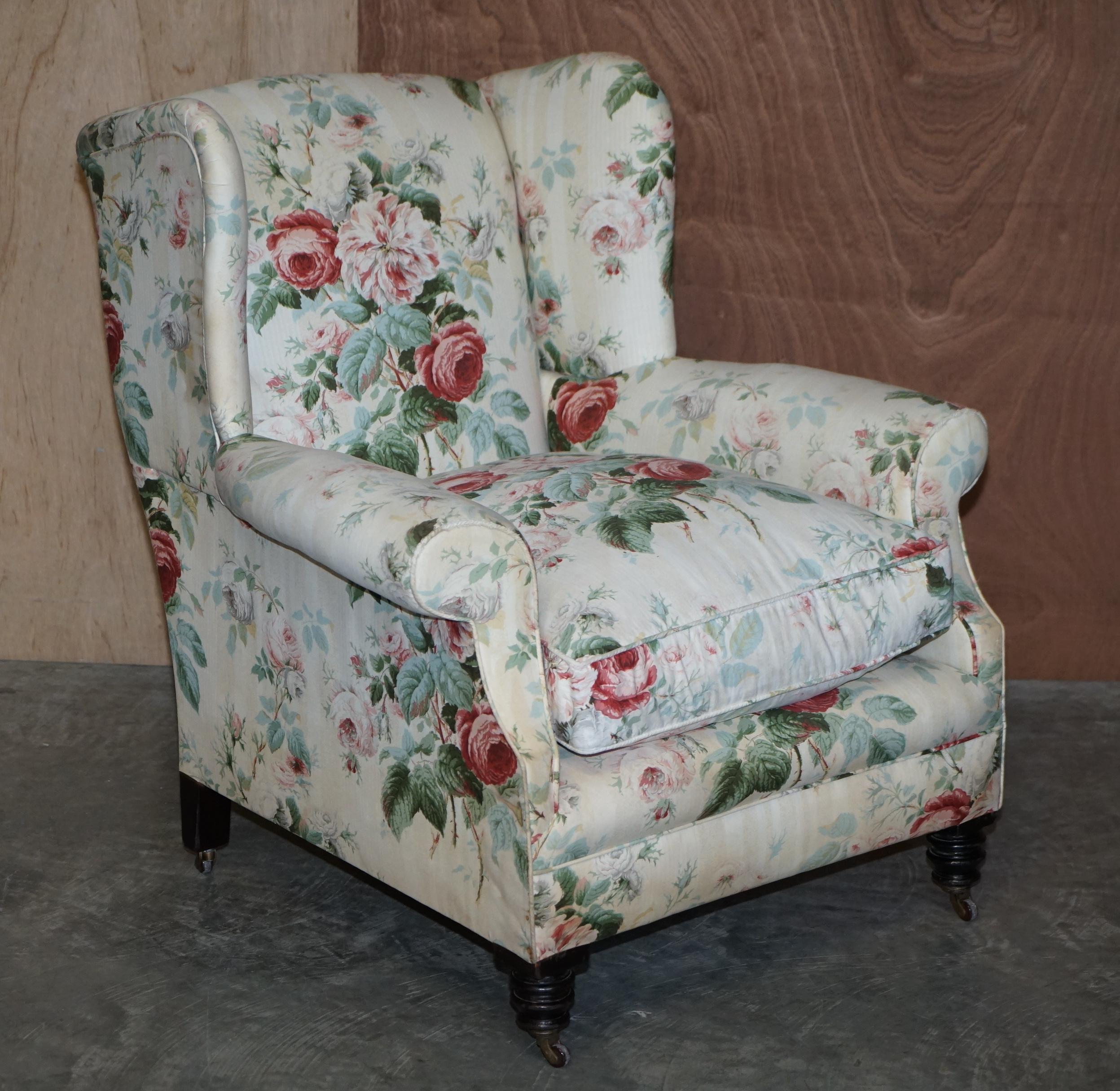 His & Her's Pair of Victorian Claw & Ball Feet Wingback Armchairs Colefax Fowler 7