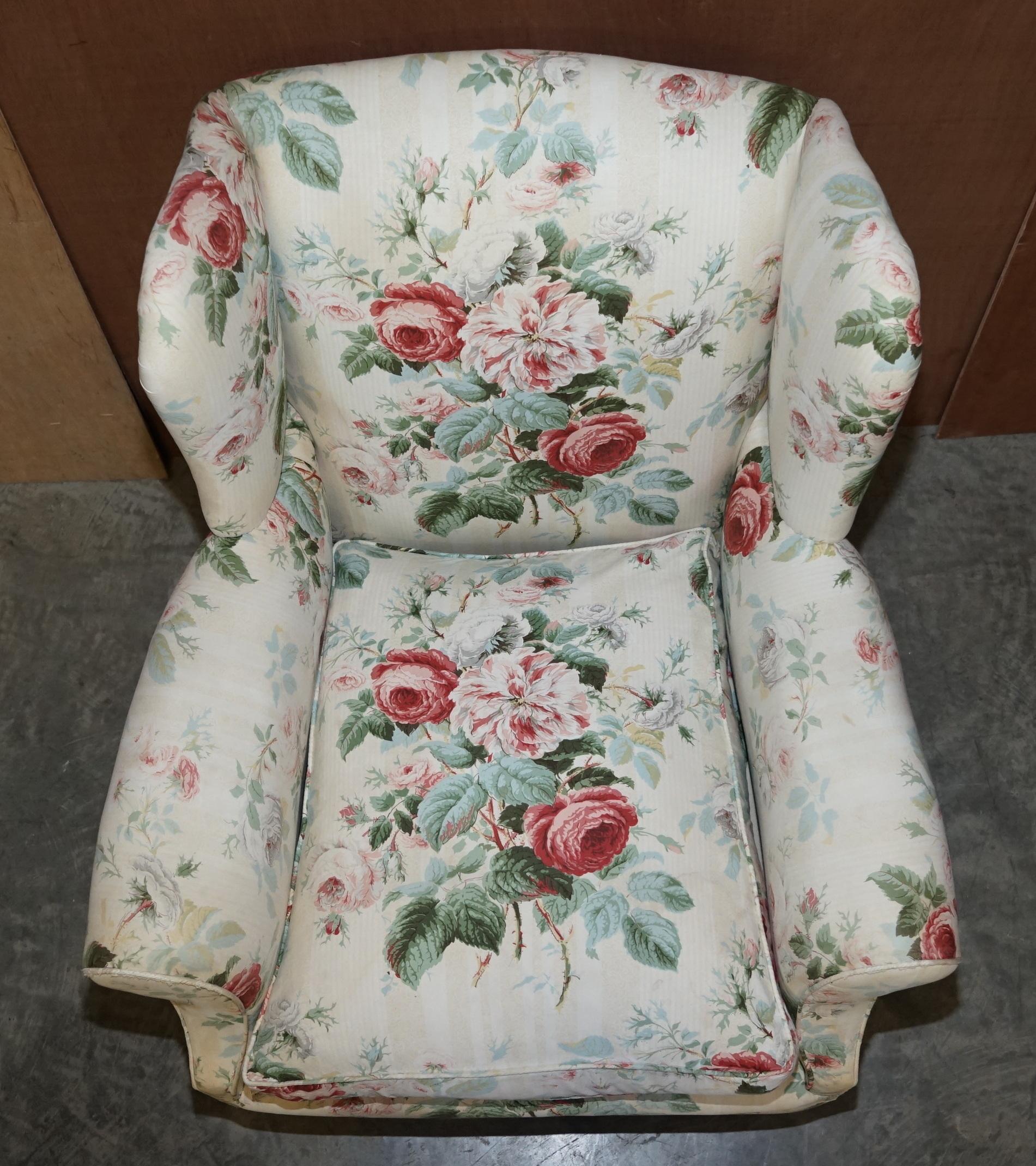 His & Her's Pair of Victorian Claw & Ball Feet Wingback Armchairs Colefax Fowler 9
