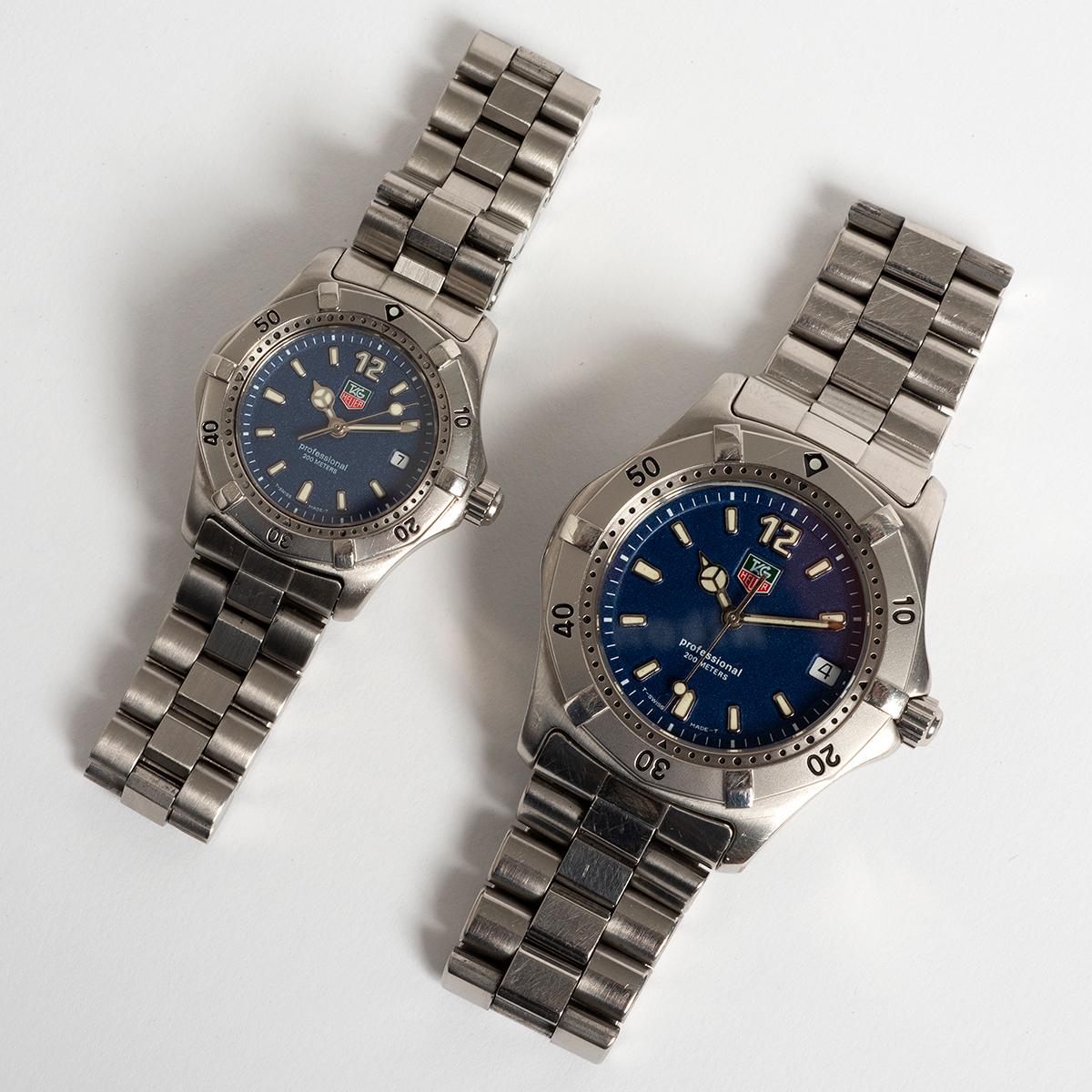 His & Hers, Tag Heuer 2000 Wristwatches.  T Swiss Made Tritium Dial, Year c 1996 1