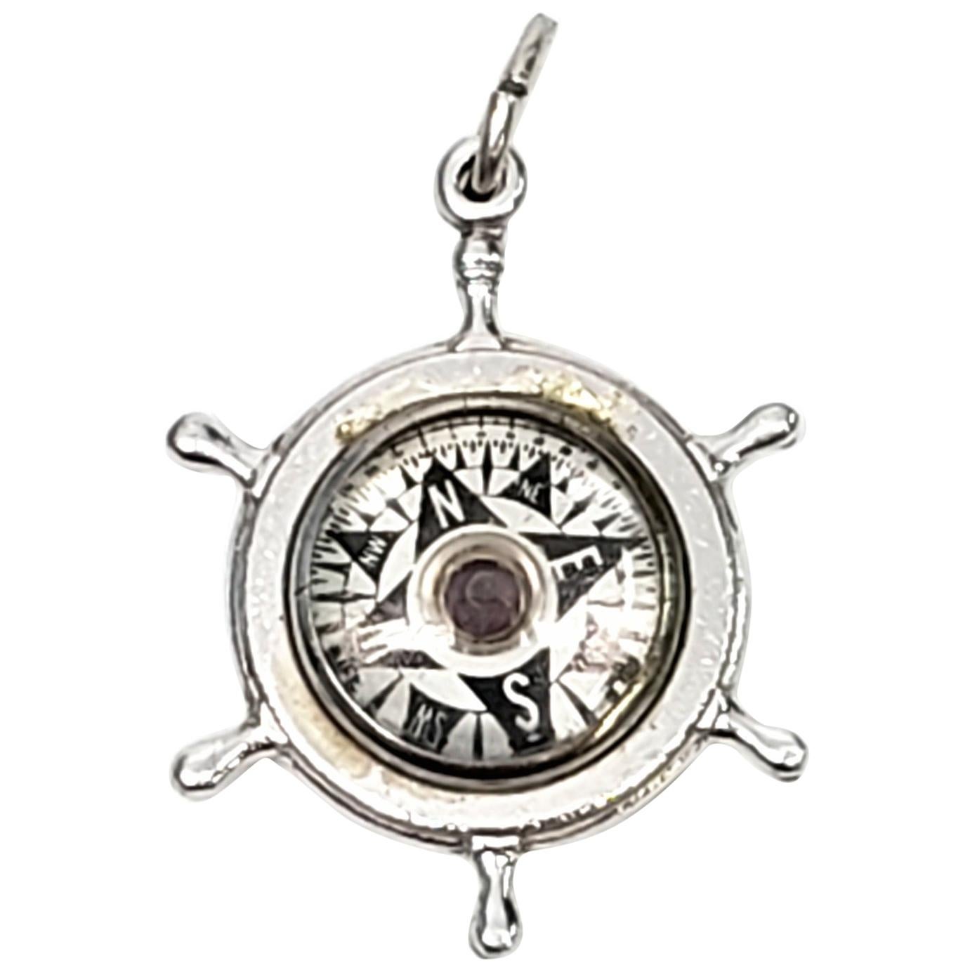 His Lordship Products Sterling Silver Working Compass Ship's Wheel Charm