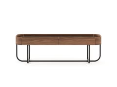 Art Deco style His Low Console made with walnut and iron, Handmade
