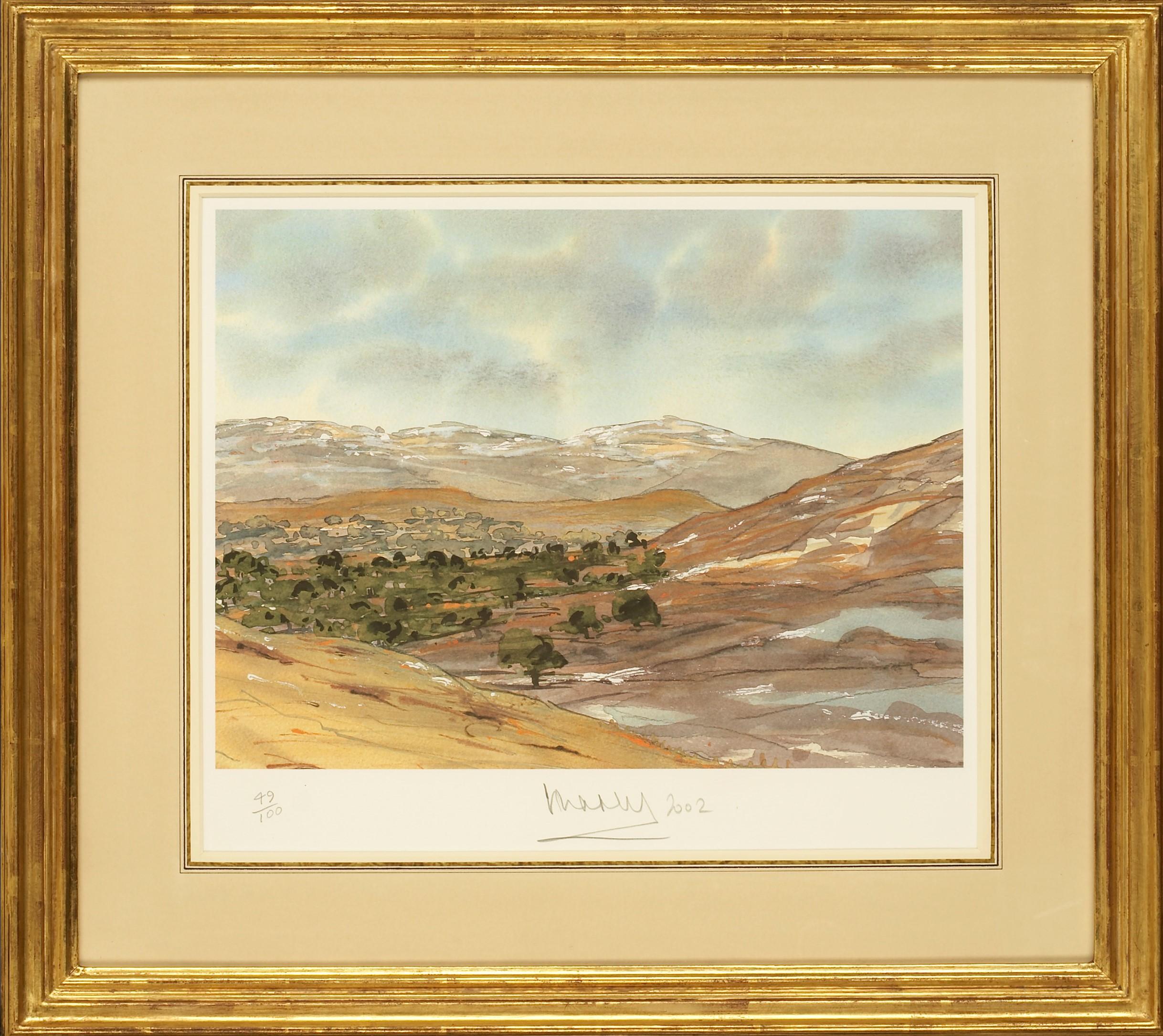 Ballochbuie, Balmoral, aprile - Litografia firmata, Royal Art, Scozia, foresta - Print di His Majesty King Charles III
