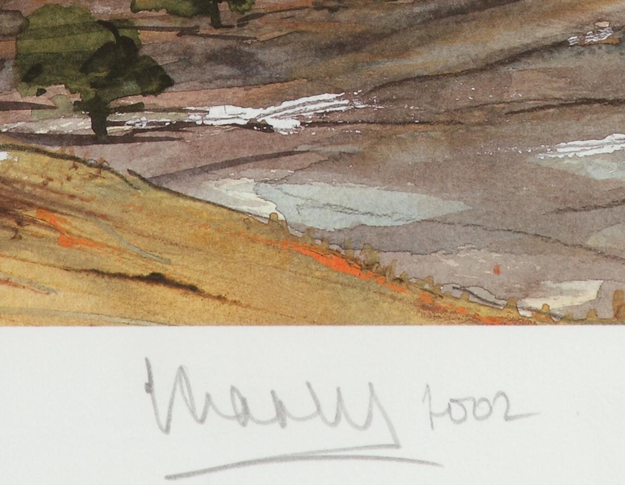 Ballochbuie, Balmoral, aprile - Litografia firmata, Royal Art, Scozia, foresta - Landscape Print Marrone di His Majesty King Charles III