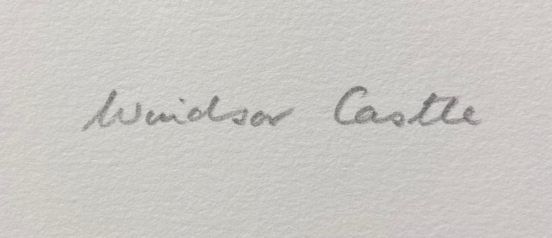 An excellent original signed lithograph depicting the legendary Windsor Castle by HM King Charles III (b. 1948).

“The third lithograph to be produced was the very dramatic Windsor Castle which was painted in winter, just before a thunderstorm. The