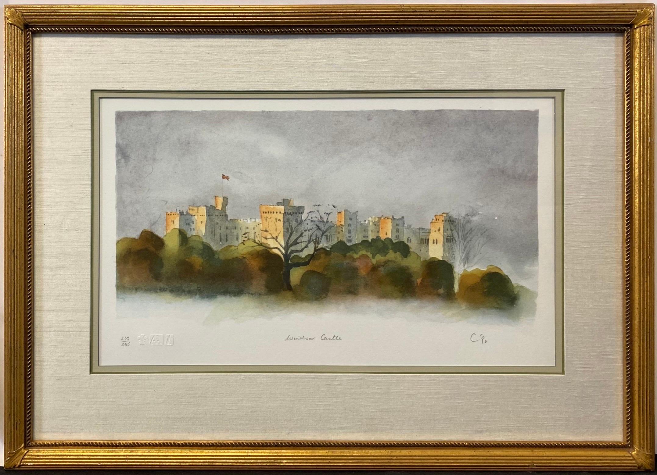 His Majesty King Charles III Figurative Print - “Windsor Castle, 1990” HM King Charles III Signed Lithograph, Edition of 295