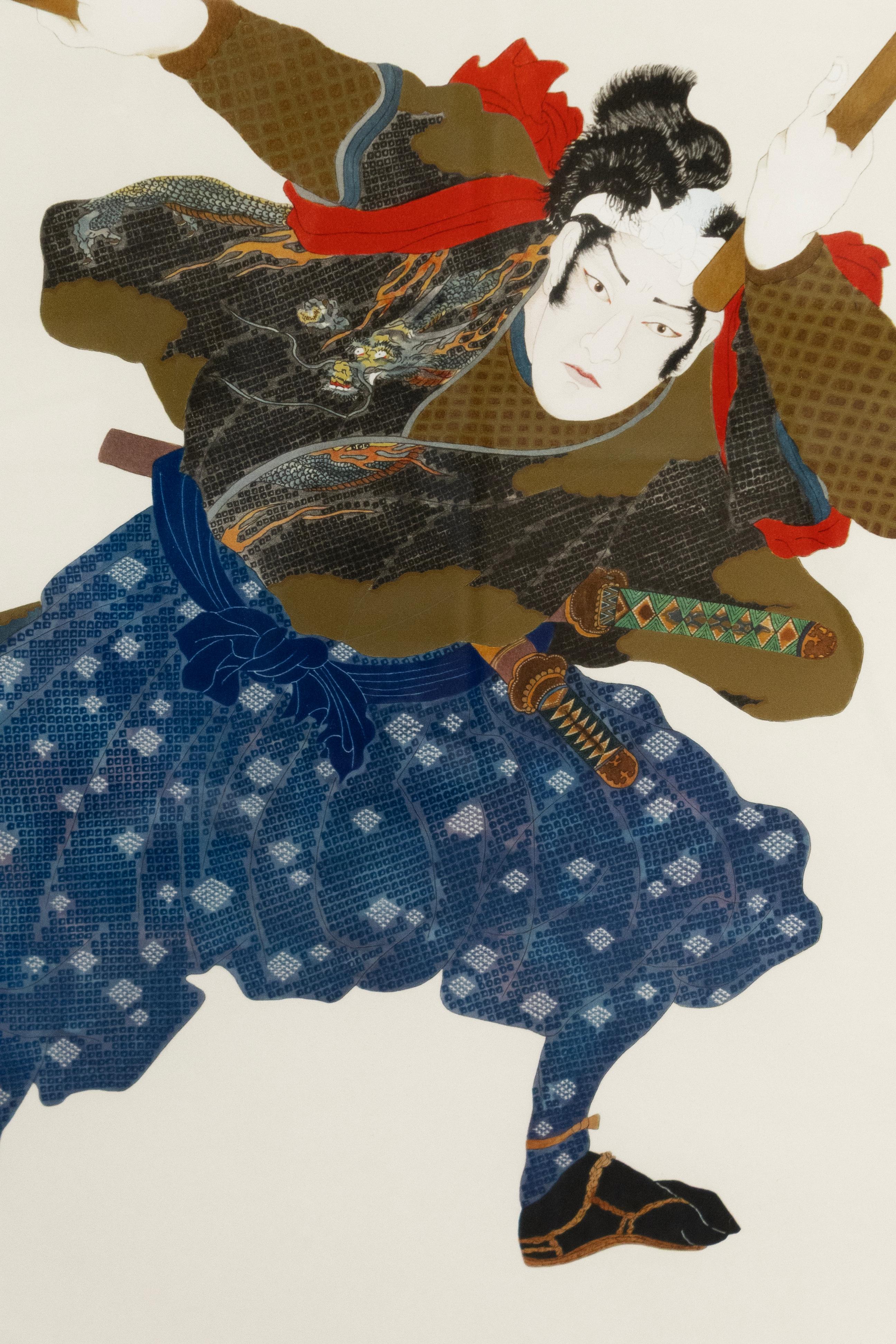 Hisashi Otsuka Miyamoto Musashi signiert zeitgenössische japanische Samurai Druck 2000s (Japanisch) im Angebot