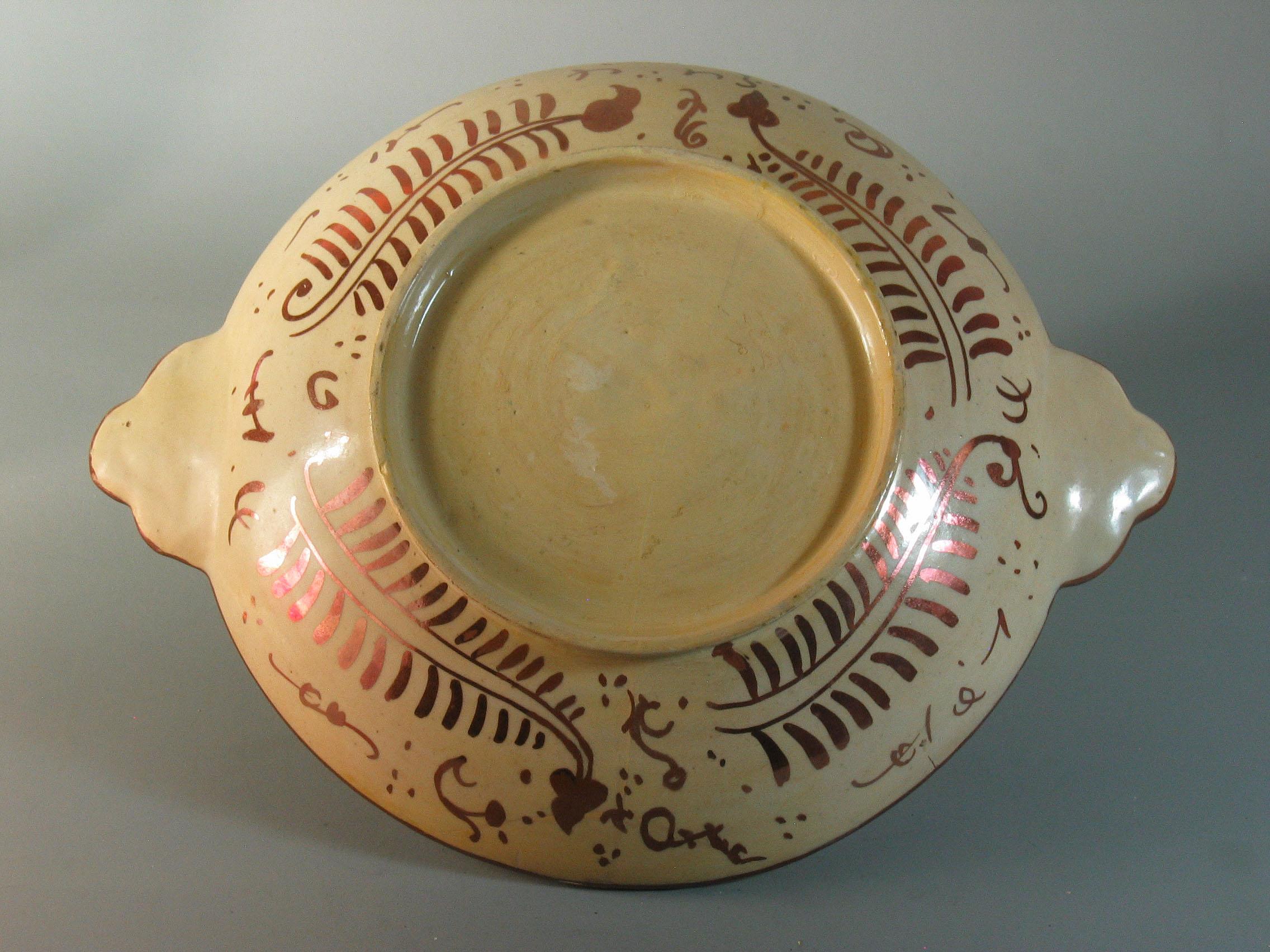 Enameled Hispano-Moresque Copper Lustre Circular Dish For Sale