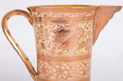 Hispano-Moresque Moorish Copper Lustre Glazed Art Pottery Jug