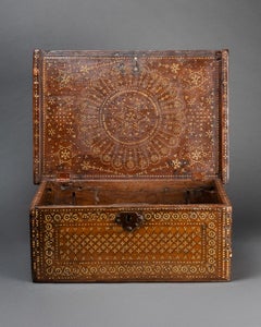 Hispano-Moresque Mudéjar Bone-Inlaid Walnut Chest  - Spain, 16th century