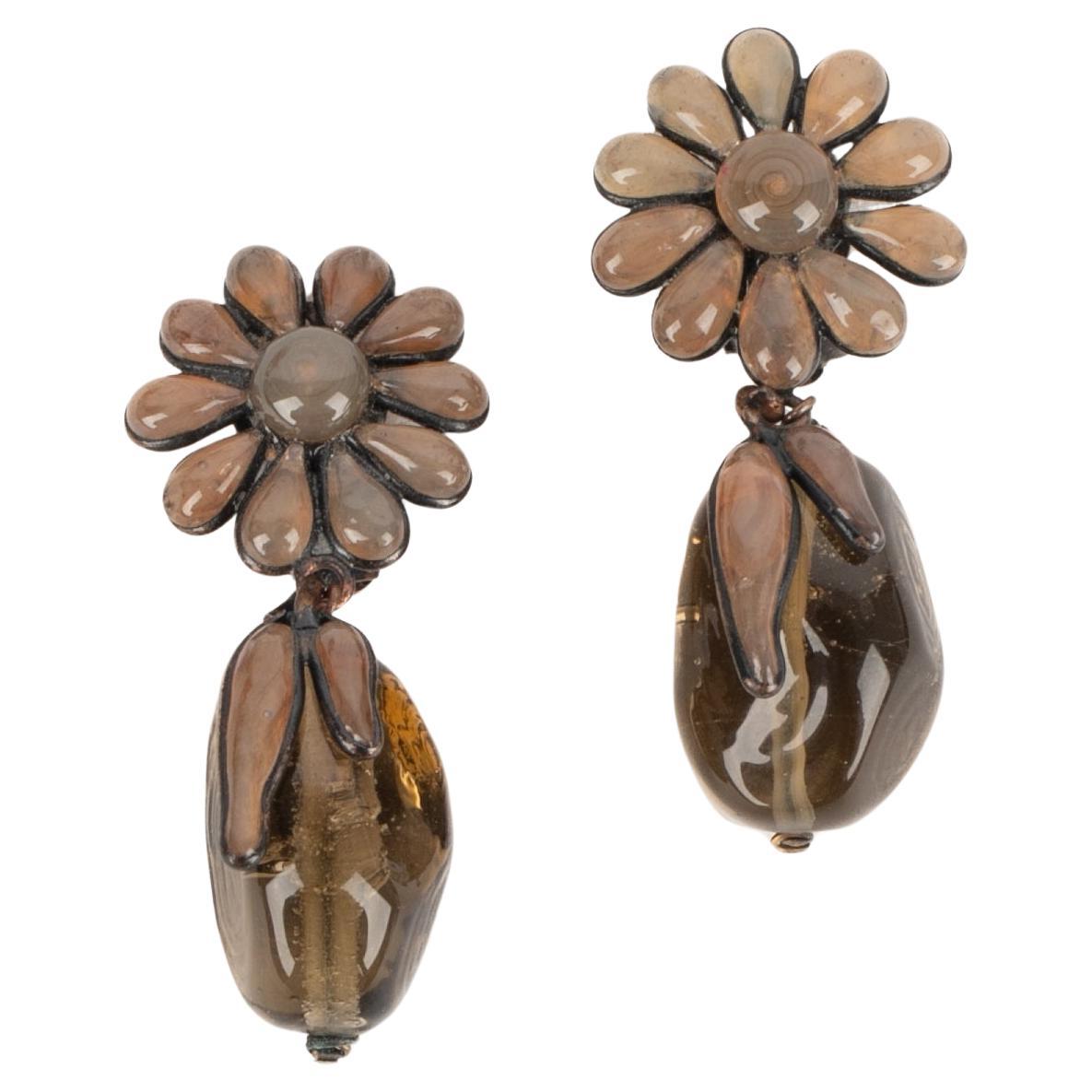 Histoire De Verre Earrings with Glass Paste For Sale