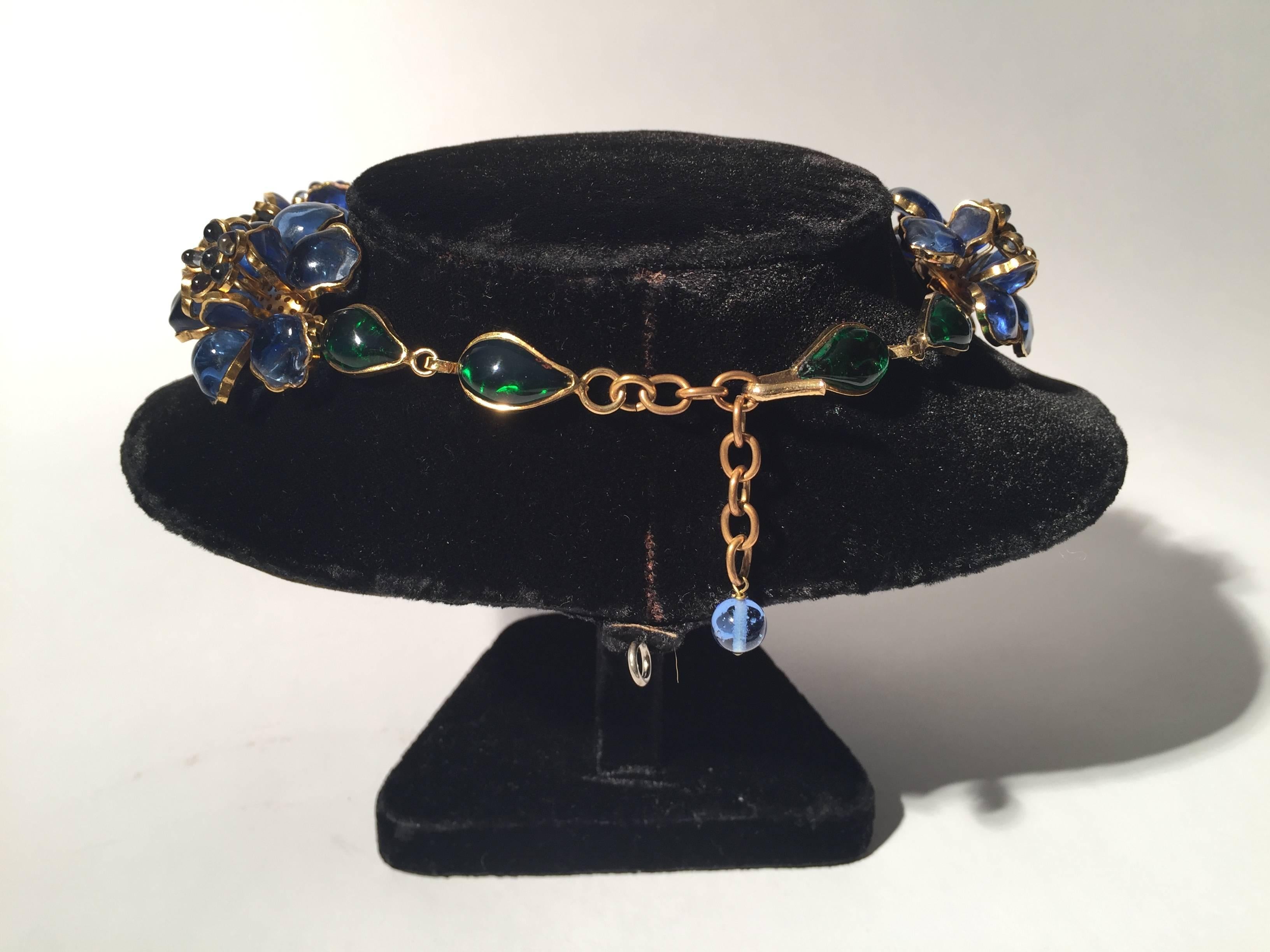 Late 20th Century Histoire De Verre, France Necklace, Magnificent Gripoix Poured Glass Necklace