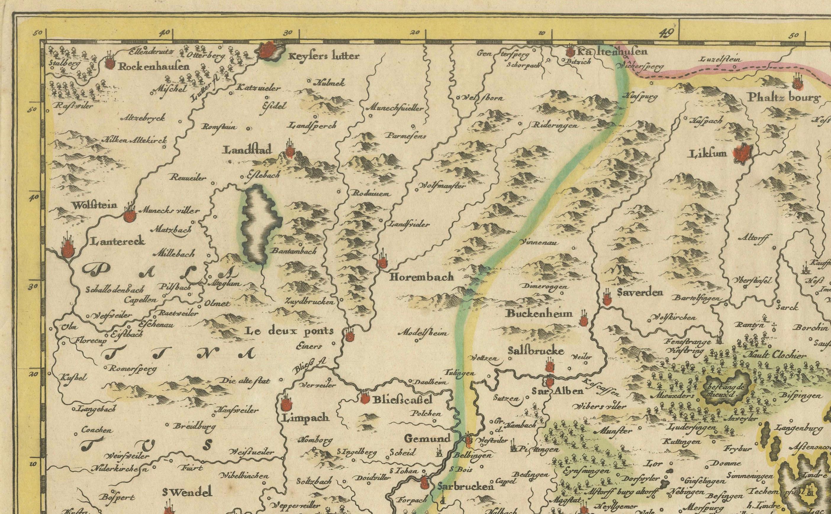 Historic 1690 Map of Lorraine in France by Allard - Cities of Toul, Nancy, Metz For Sale 2
