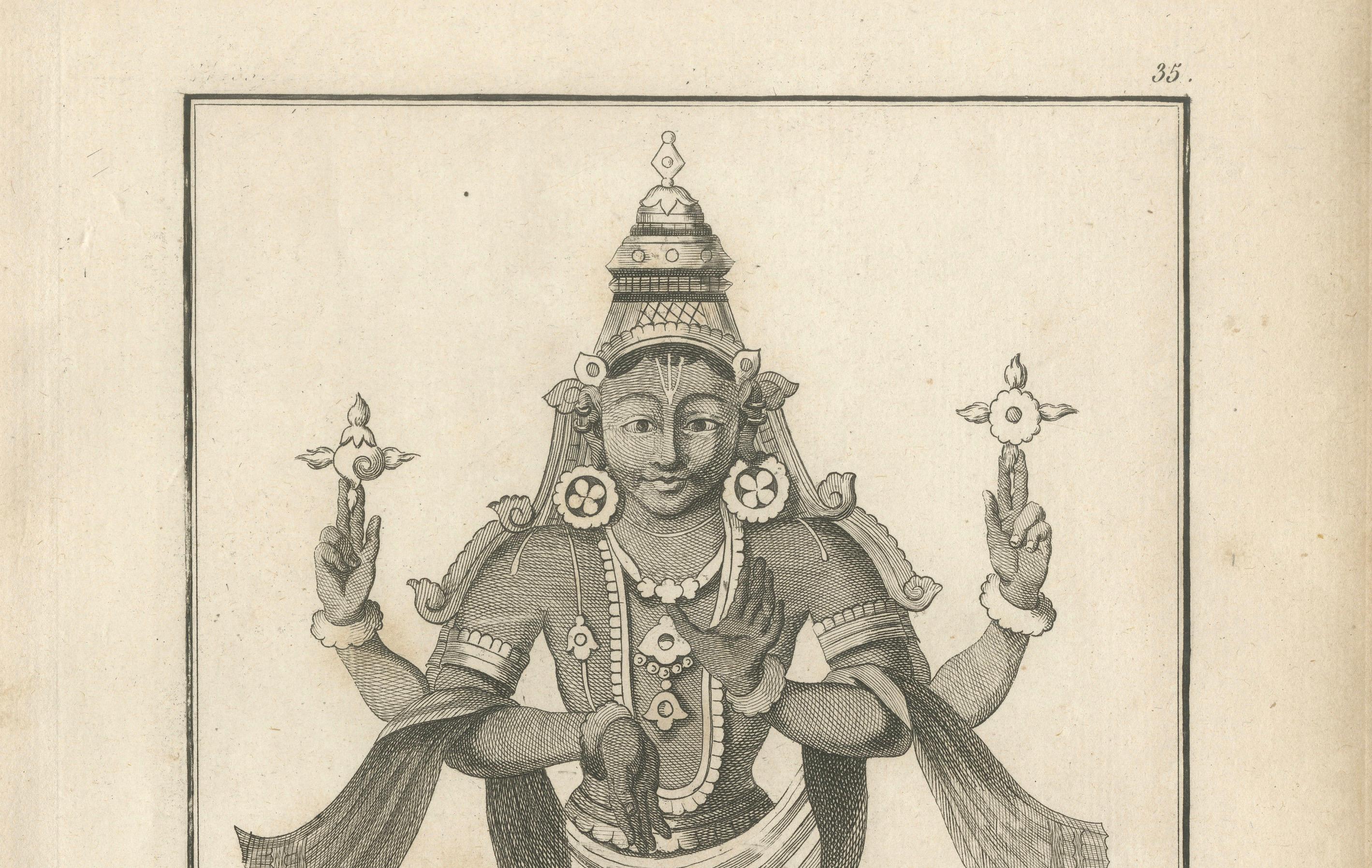 Gravé Matsya Vishnu Fish Avatar, gravure ancienne et historique de 1806 en vente