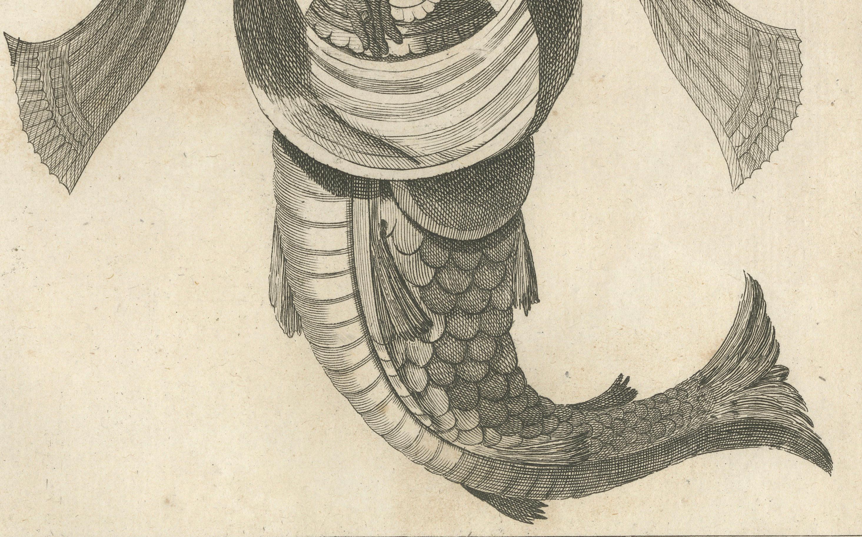 Début du XIXe siècle Matsya Vishnu Fish Avatar, gravure ancienne et historique de 1806 en vente