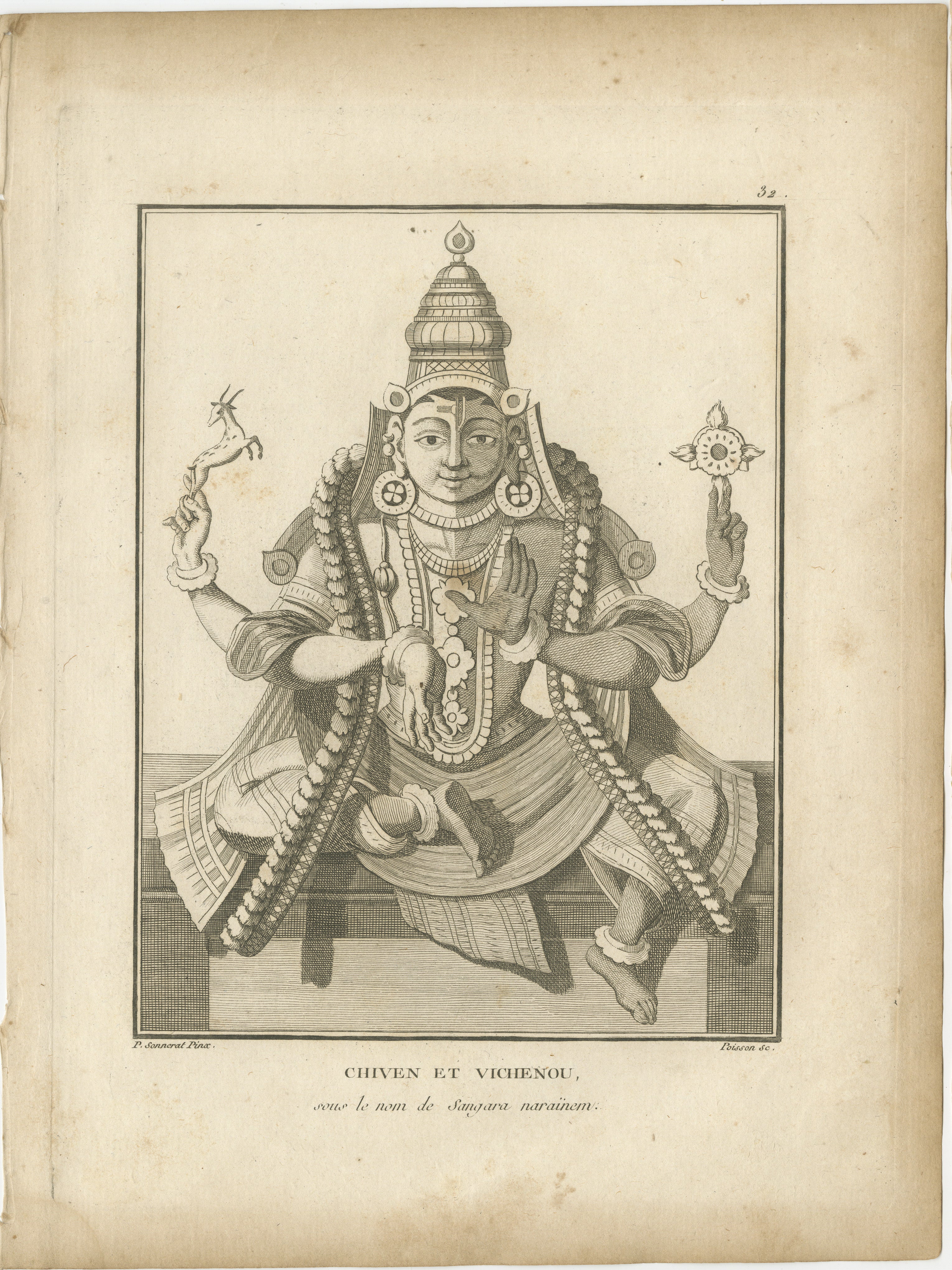 Impression ancienne de Shiva et Vishnu Harihara, divinité hindoue, 1806

Description : Cette exquise estampe ancienne, intitulée 