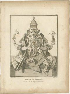 Historic 1806 Shiva and Vishnu Harihara Antique Print - Hindu Deity Engraving