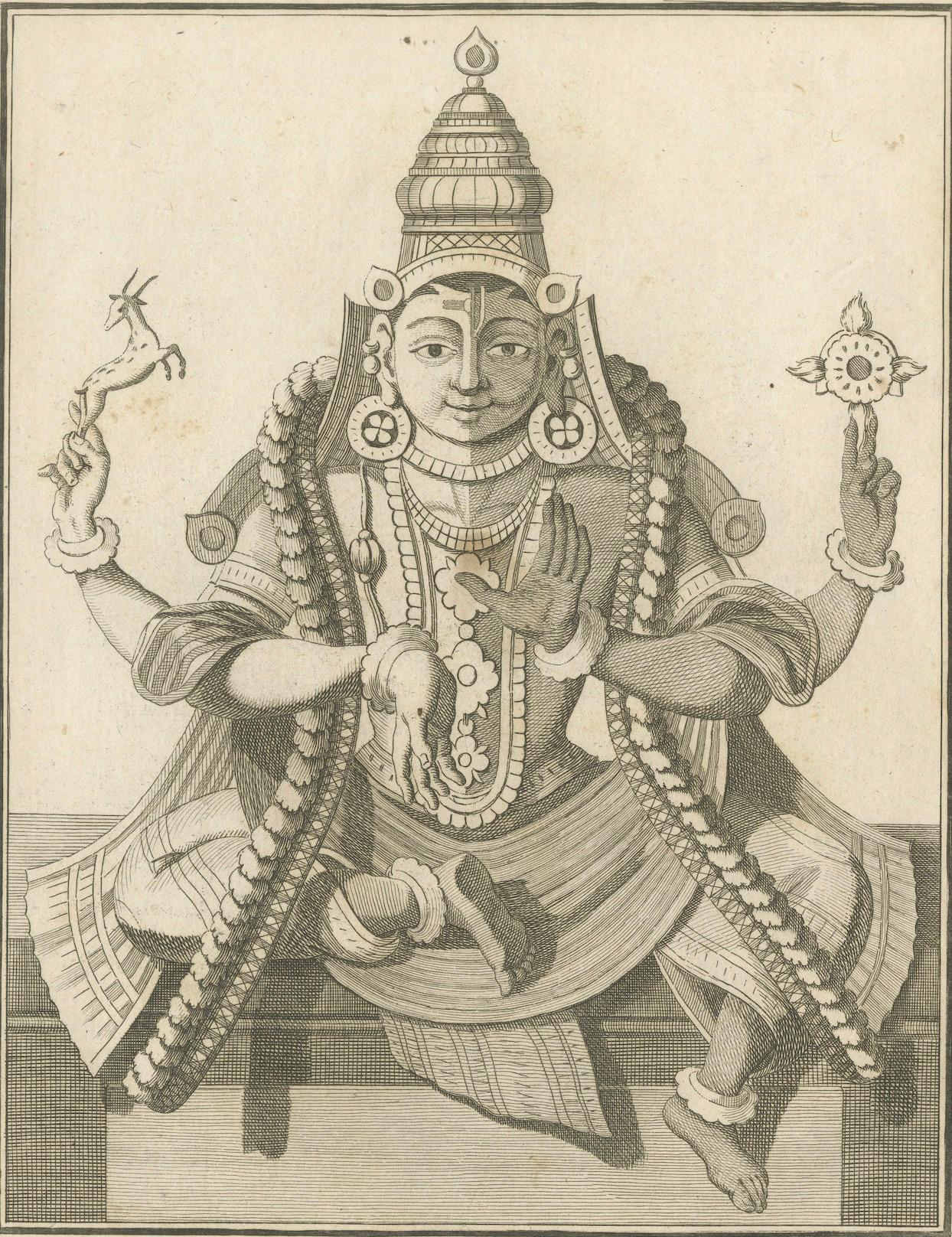 Impression ancienne de Shiva et Vishnu Harihara, divinité hindoue, 1806 en vente 1