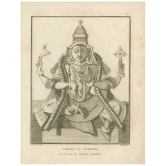 Historic 1806 Shiva and Vishnu Harihara Antique Print - Hindu Deity Engraving