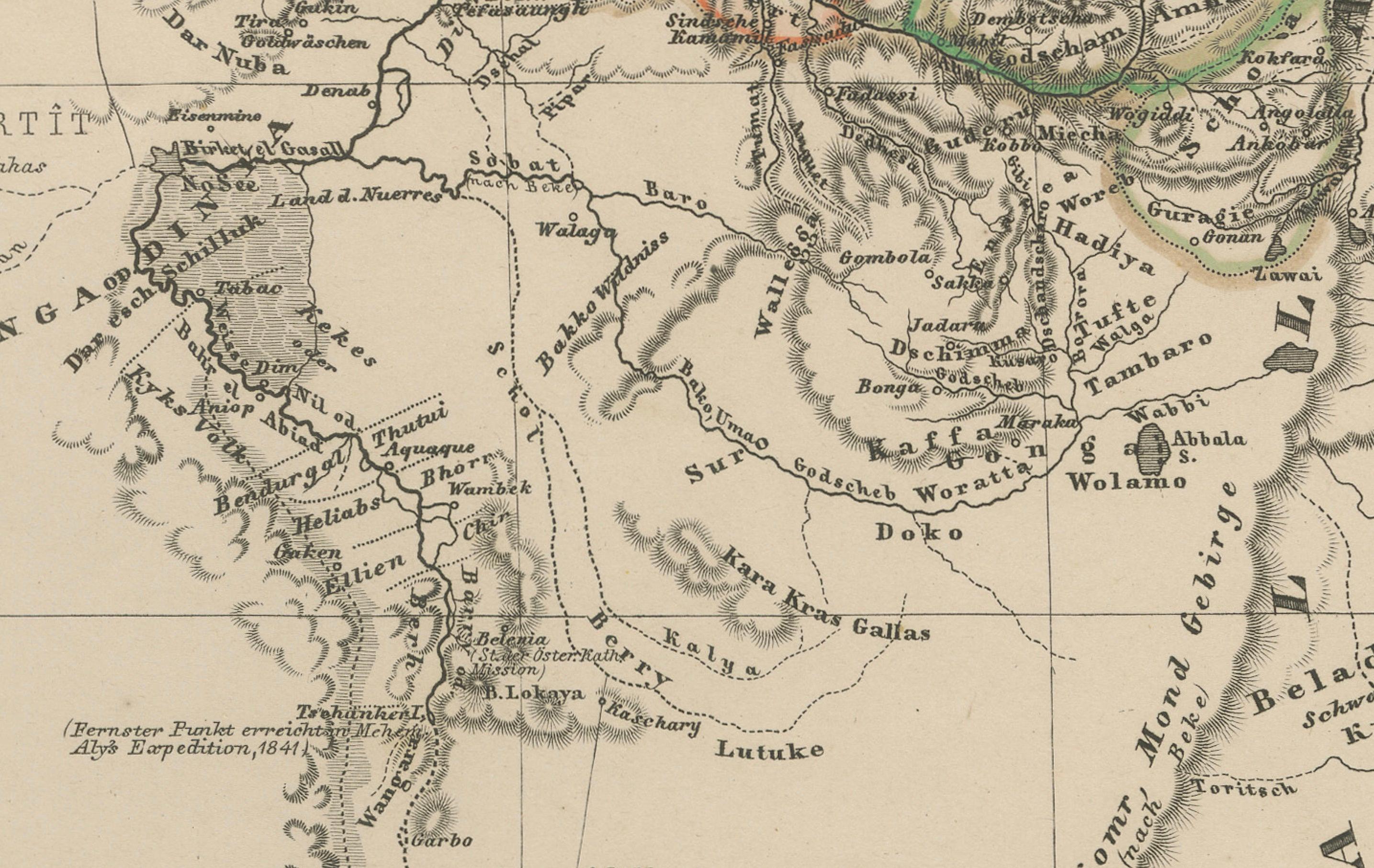 Carte historique de 1857 de l'Afrique du Nord-Est et de l'Arabie - Belle gravure en vente 1