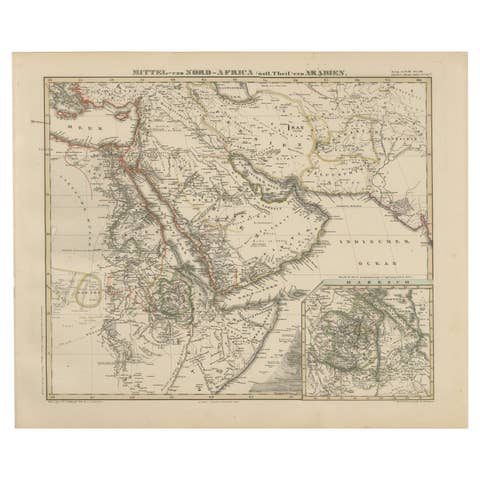 Historic 1857 Map of North-East Africa & Arabia – Fine Engraving
