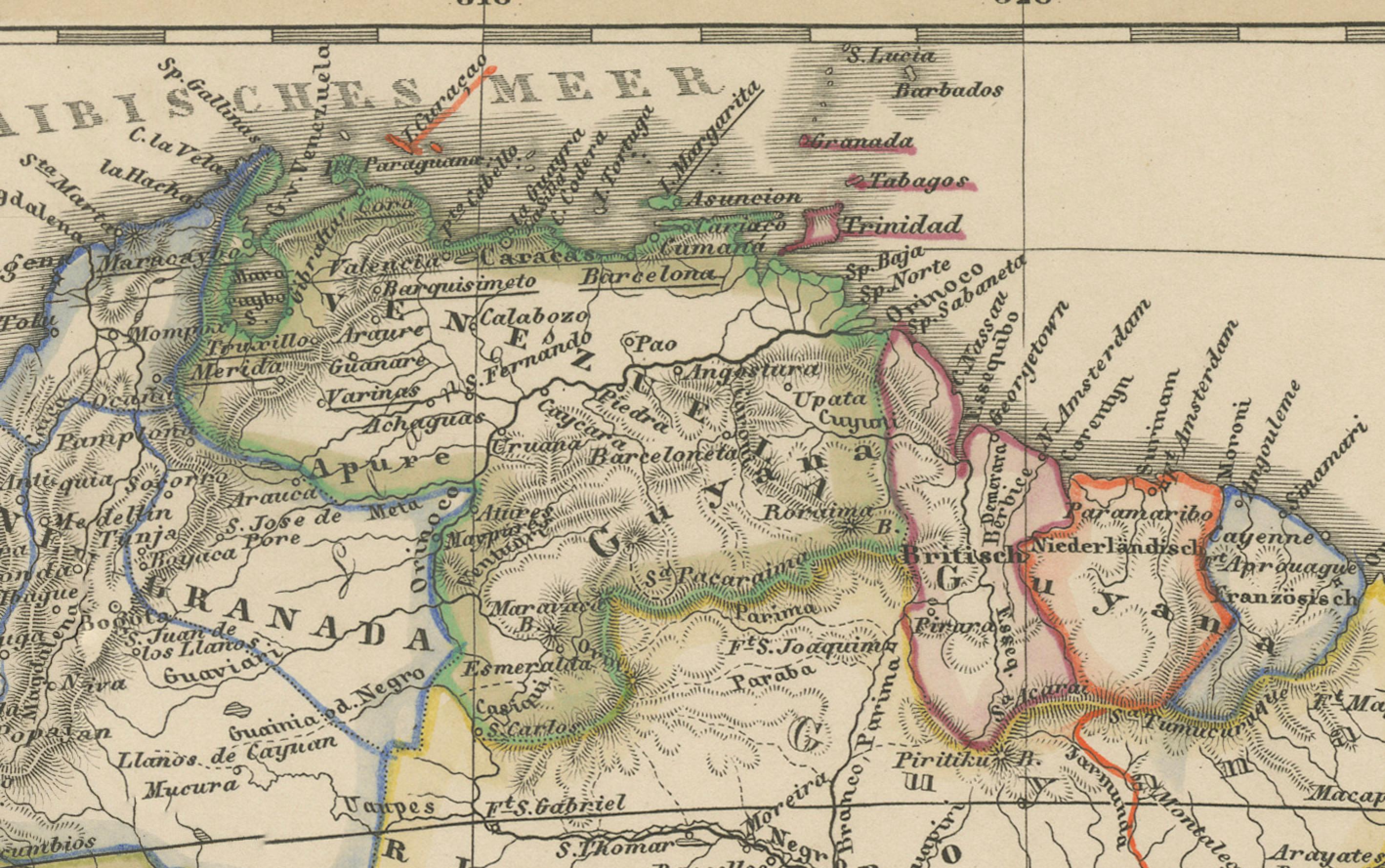 Mapa histórico de América del Sur de 1858 - Antes de la consolidación fronteriza Grabado en venta