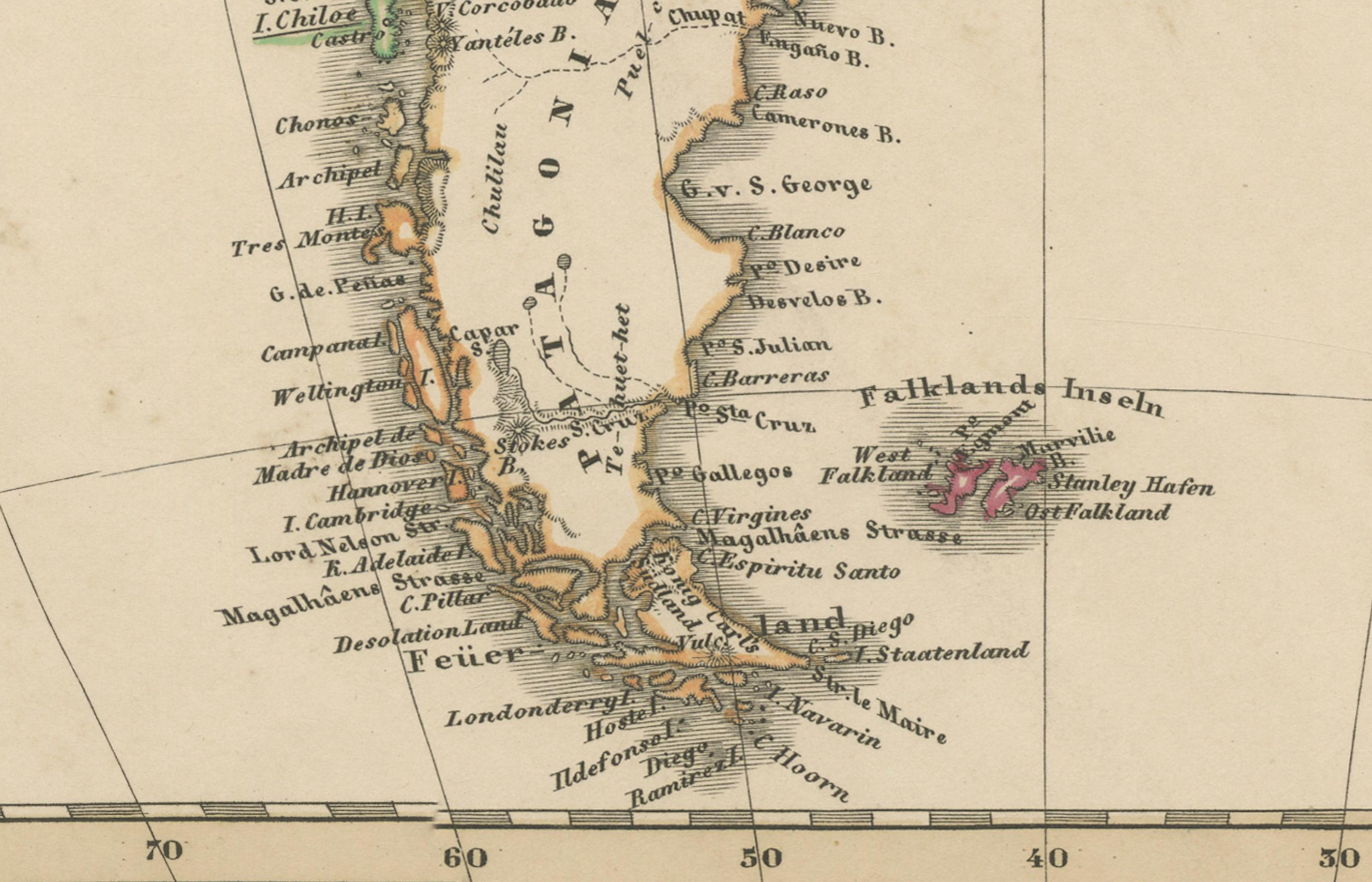 Mapa histórico de América del Sur de 1858 - Antes de la consolidación fronteriza Papel en venta