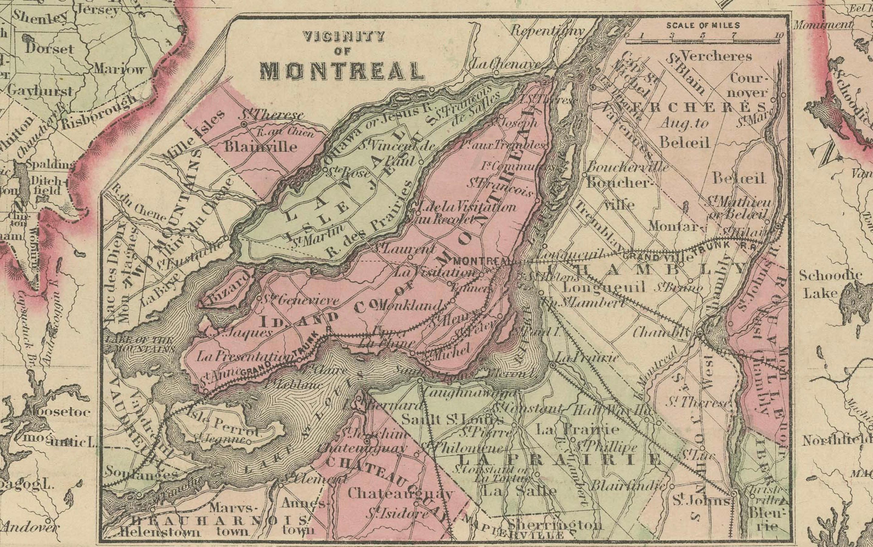 Carte historique du Canada de l'époque de la guerre civile de 1864 avec détails des Grands Lacs en vente 4