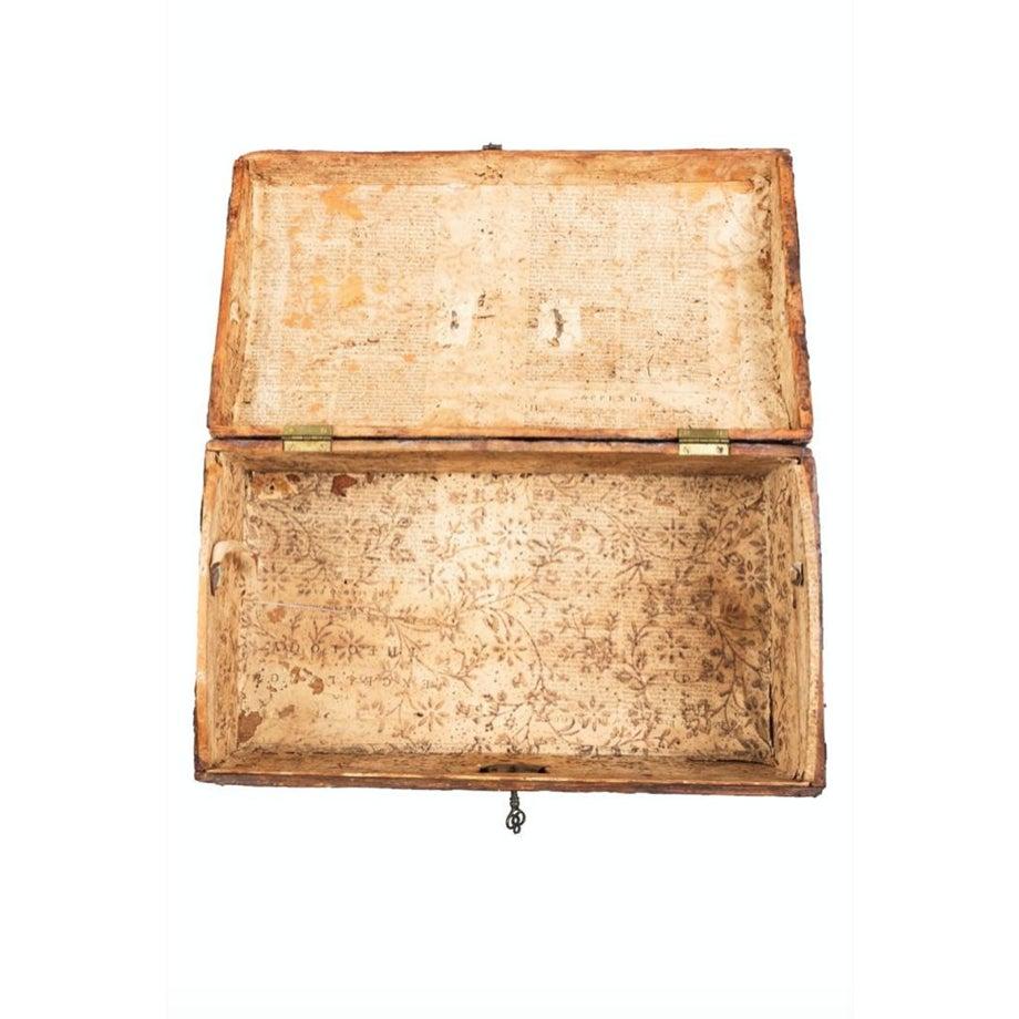 18th Century and Earlier Historic 18th Century Early American Hide Wrapped Document Box