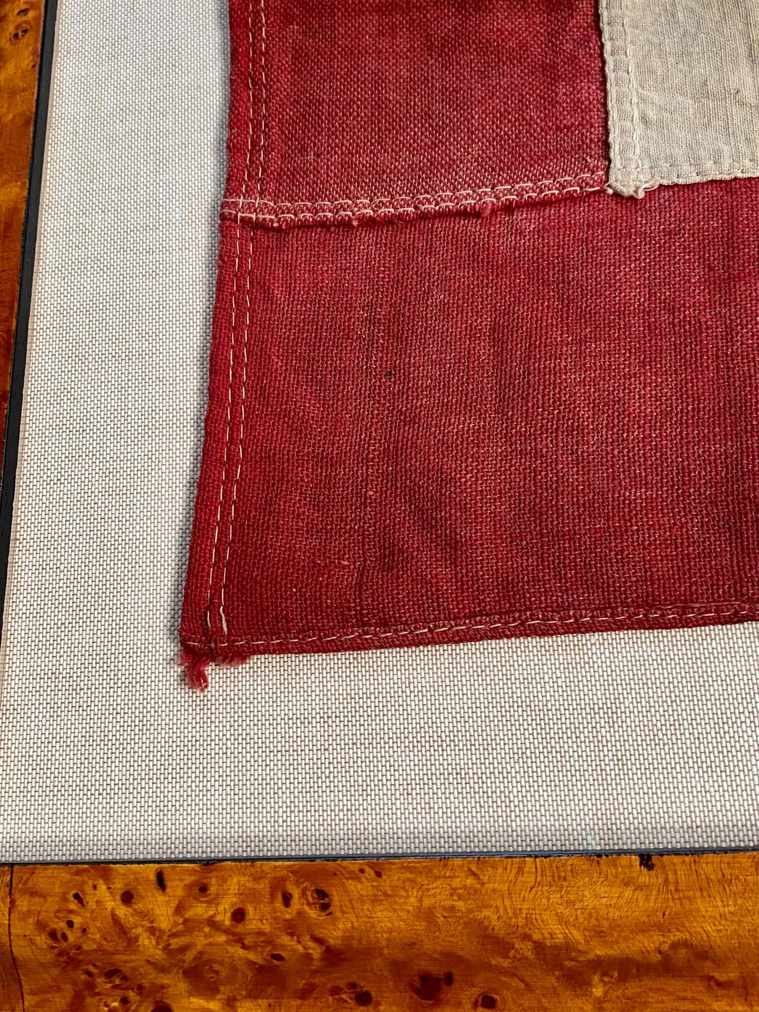 Antique Historic American Blue Star Flag, circa 1917, a World War I flag honoring a family member in service. The flag is handcrafted of linen. It is structurally sound and in very good condition, but does show its wonderful age in subtle fading and