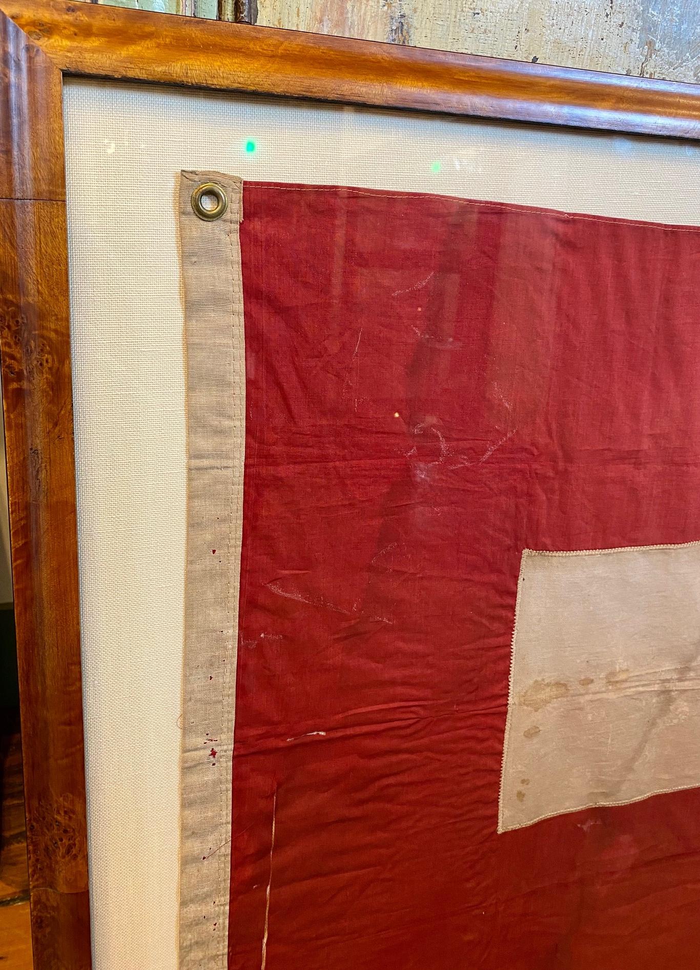 Antique Historic American Blue Star Flag, circa 1917, a World War I flag honoring a family member in service. The flag is hand crafted of linen. It is structurally sound and in very good condition, but does show the weathering from use flying