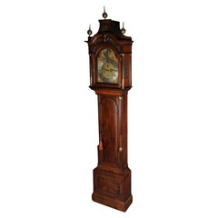 Historic antique English grandfather clock, mahogany, 18th century.