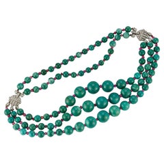 Historic Art Deco Cartier Turquoise and Ruby Bead Necklace