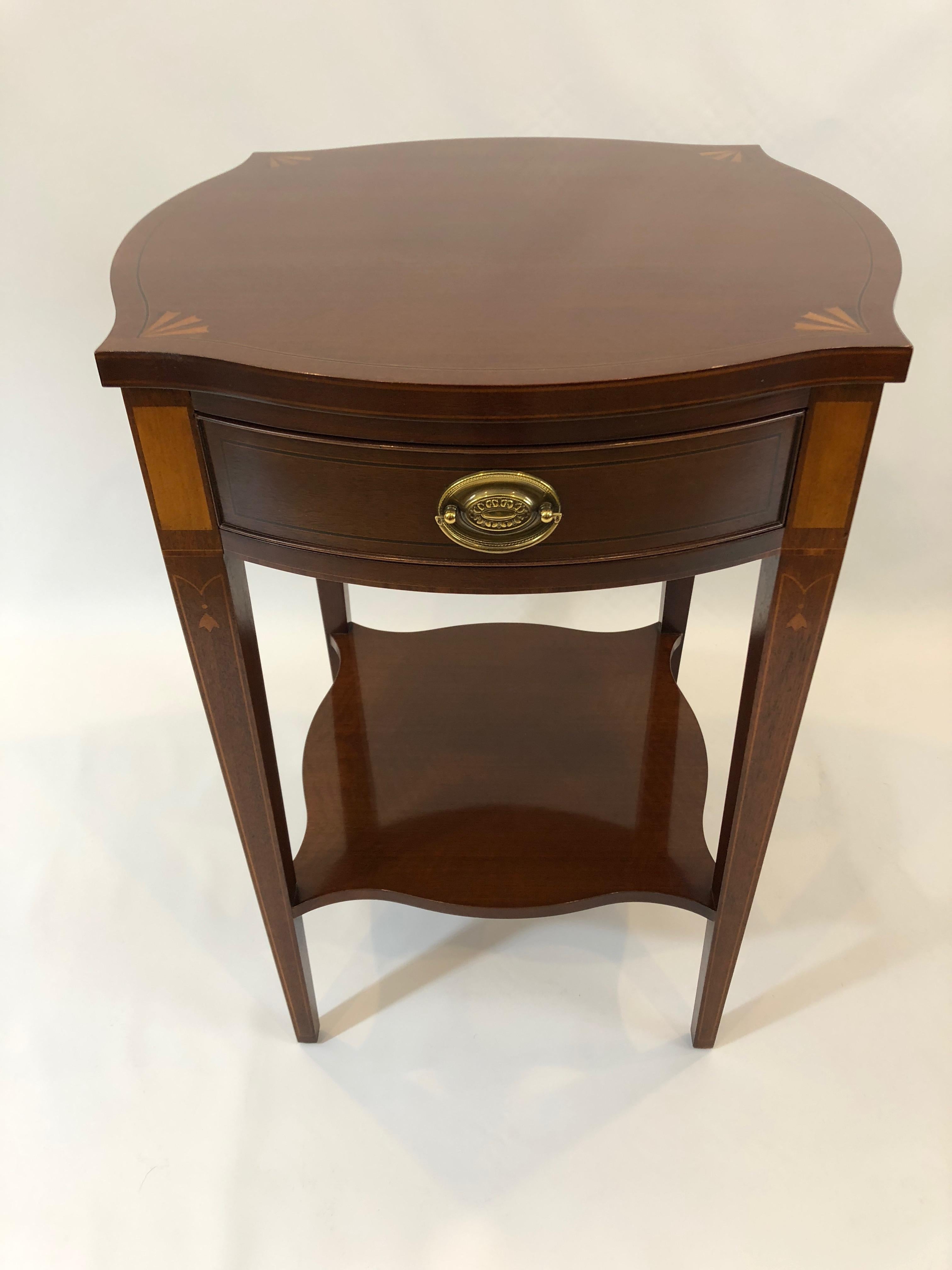 American Historic Baker Charleston Collection Mahogany Side Table with Fan Inlay