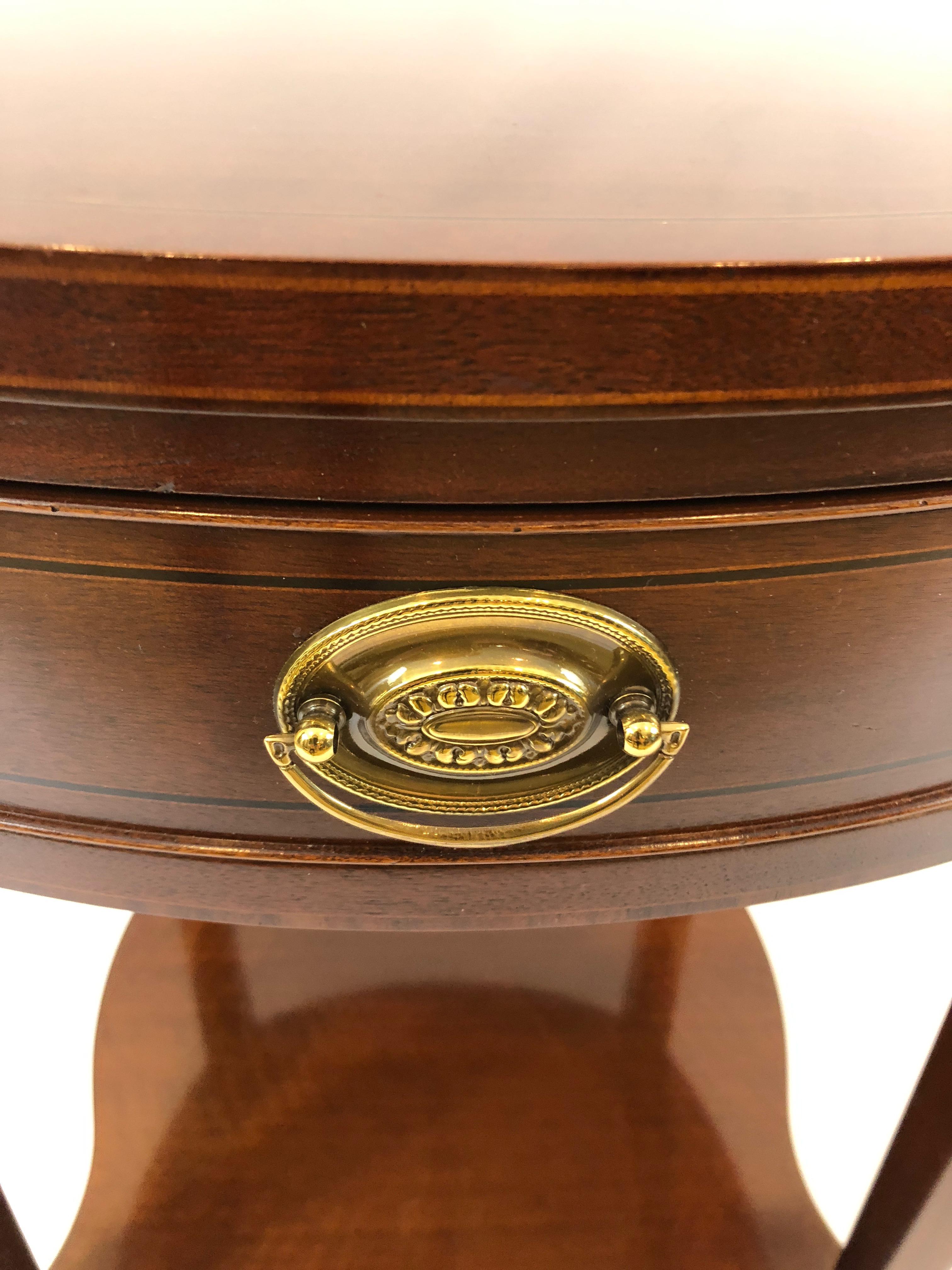 Historic Baker Charleston Collection Mahogany Side Table with Fan Inlay 1