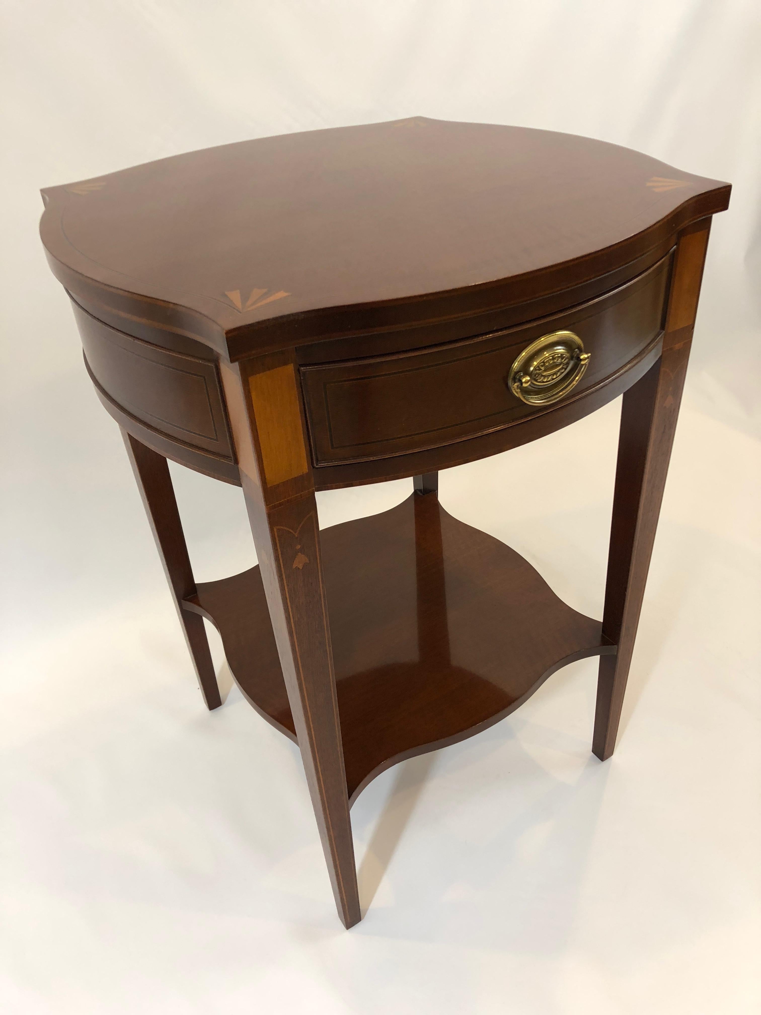Historic Baker Charleston Collection Mahogany Side Table with Fan Inlay 2