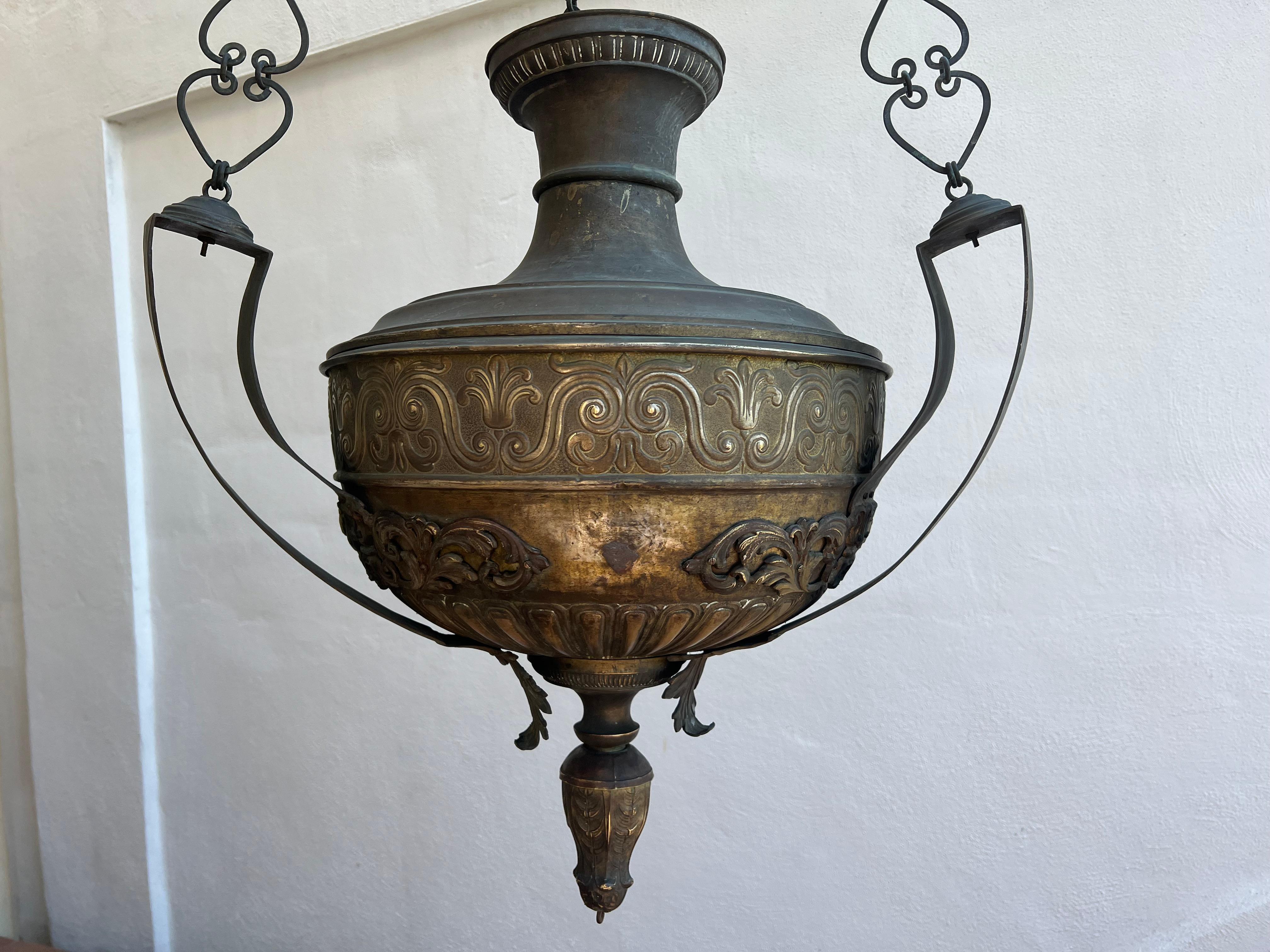 Italian Historic bronze lantern from a monastery. Naples 1800 circa For Sale