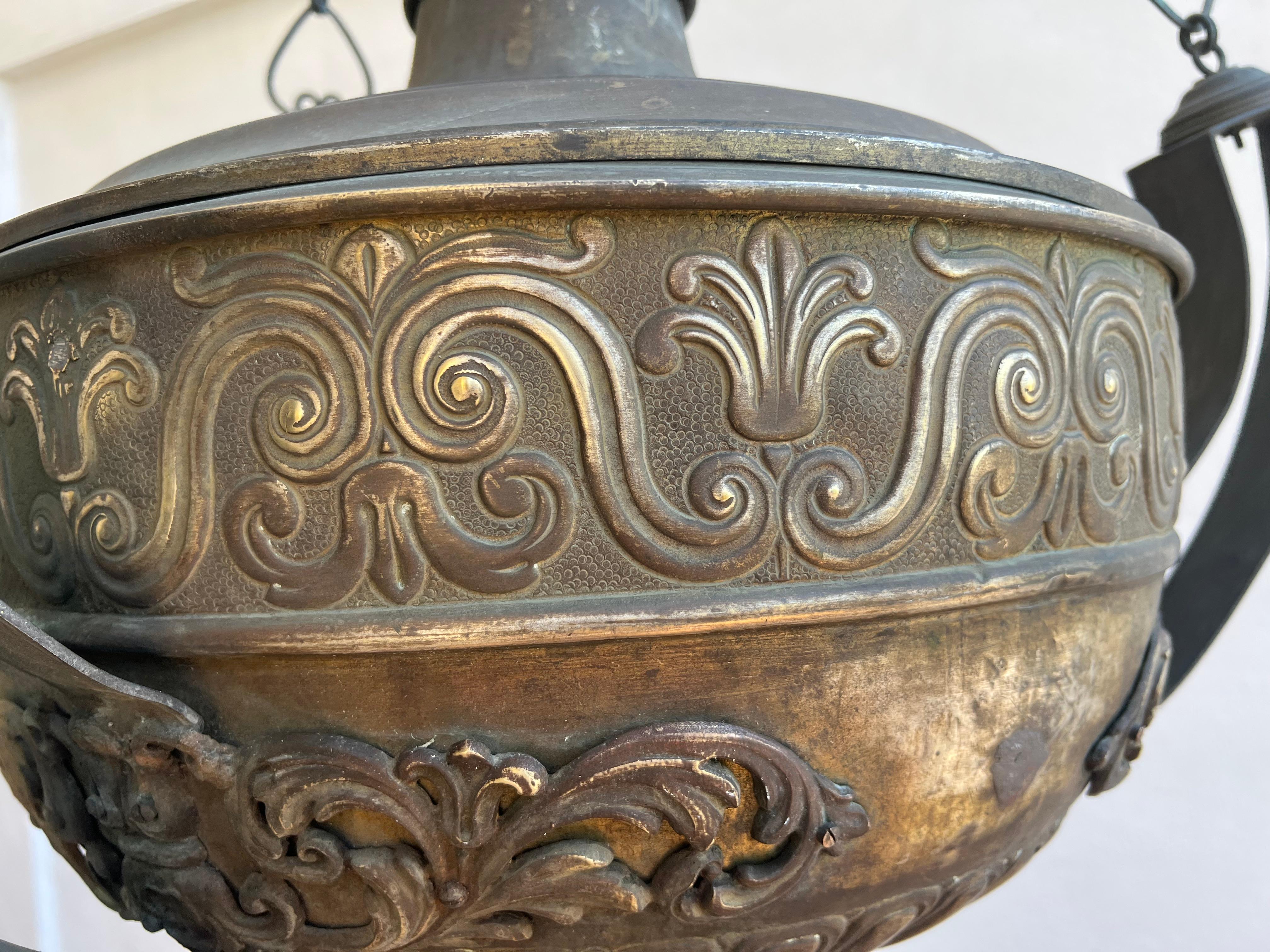 19th Century Historic bronze lantern from a monastery. Naples 1800 circa For Sale