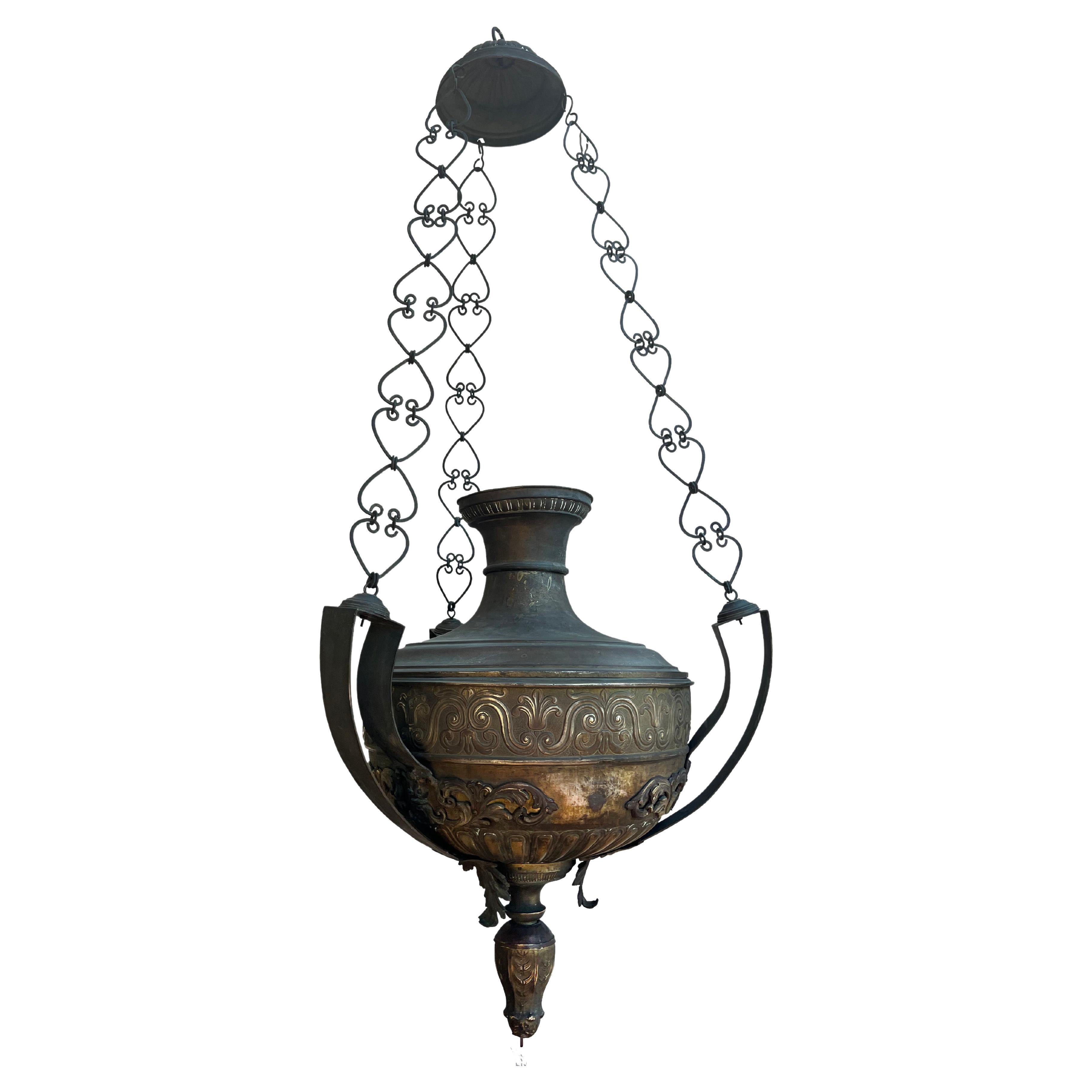 Historic bronze lantern from a monastery. Naples 1800 circa For Sale