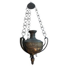 Lanterne historique en bronze provenant d'un monastère. Naples 1800 circa