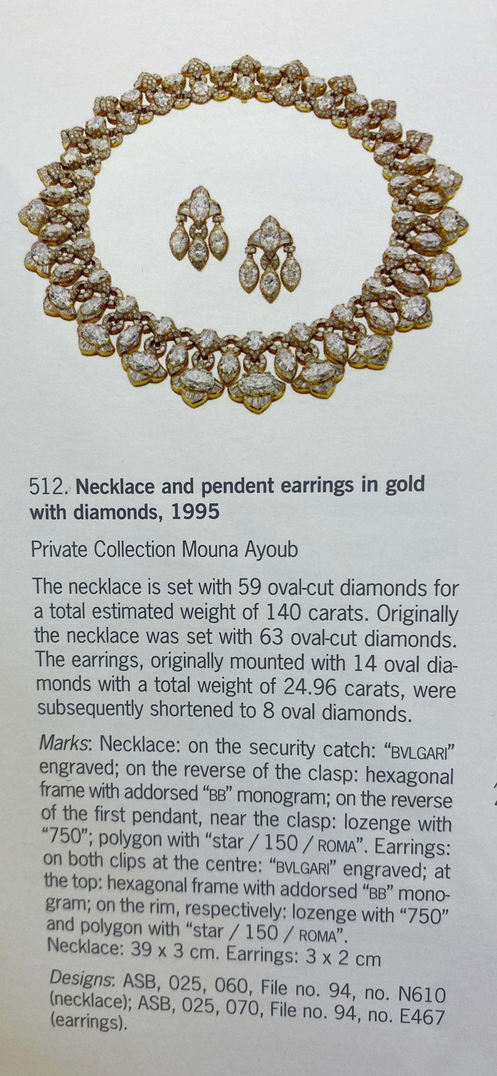 Historic Bvlgari Diamond Necklace & Earrings Set  For Sale 2
