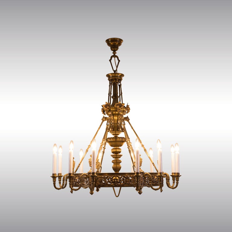 Hand-Crafted Historic Chandelier - Art nouveau Historism, Original from 1900 For Sale