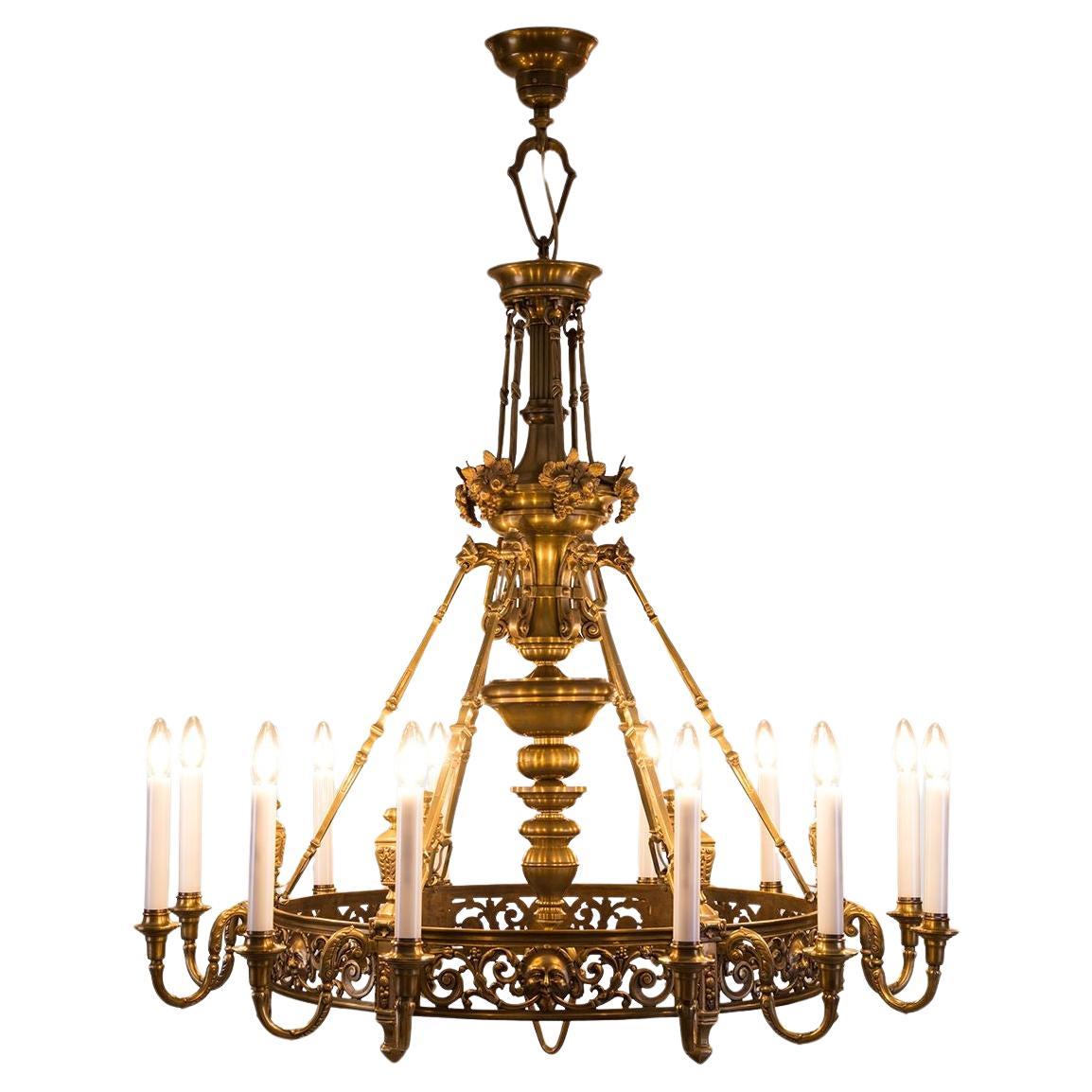 Historic Chandelier - Art nouveau Historism, Original from 1900