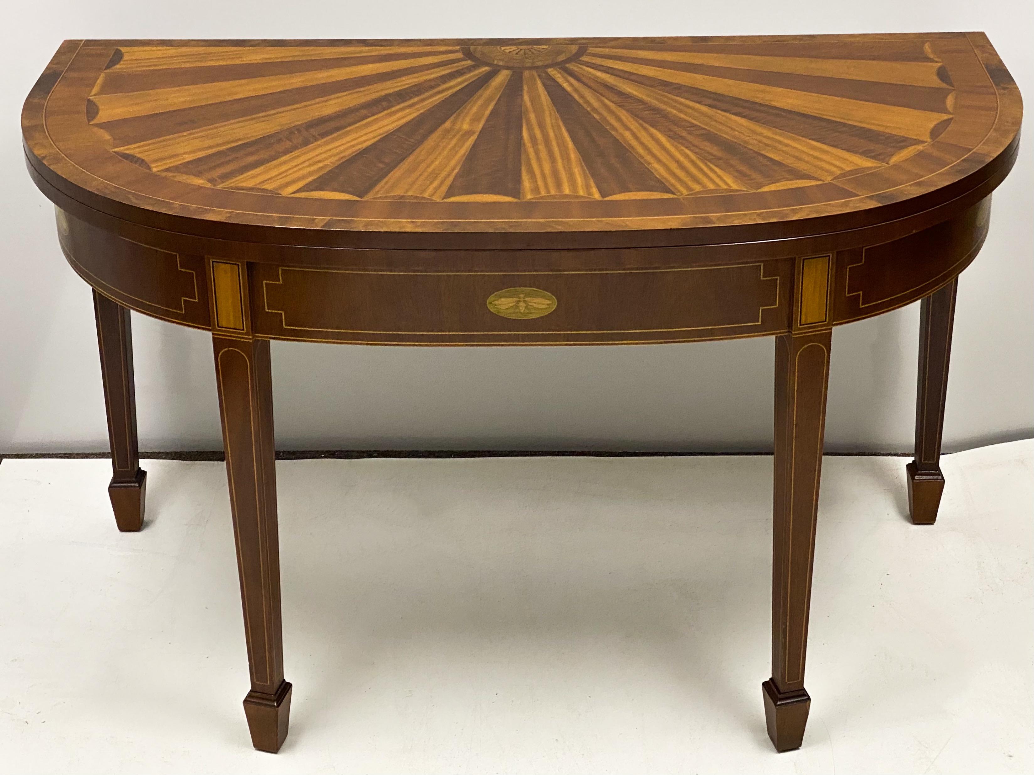 20th Century Historic Charleston Baker Furniture Federal Style Inlaid Flip-Top Table