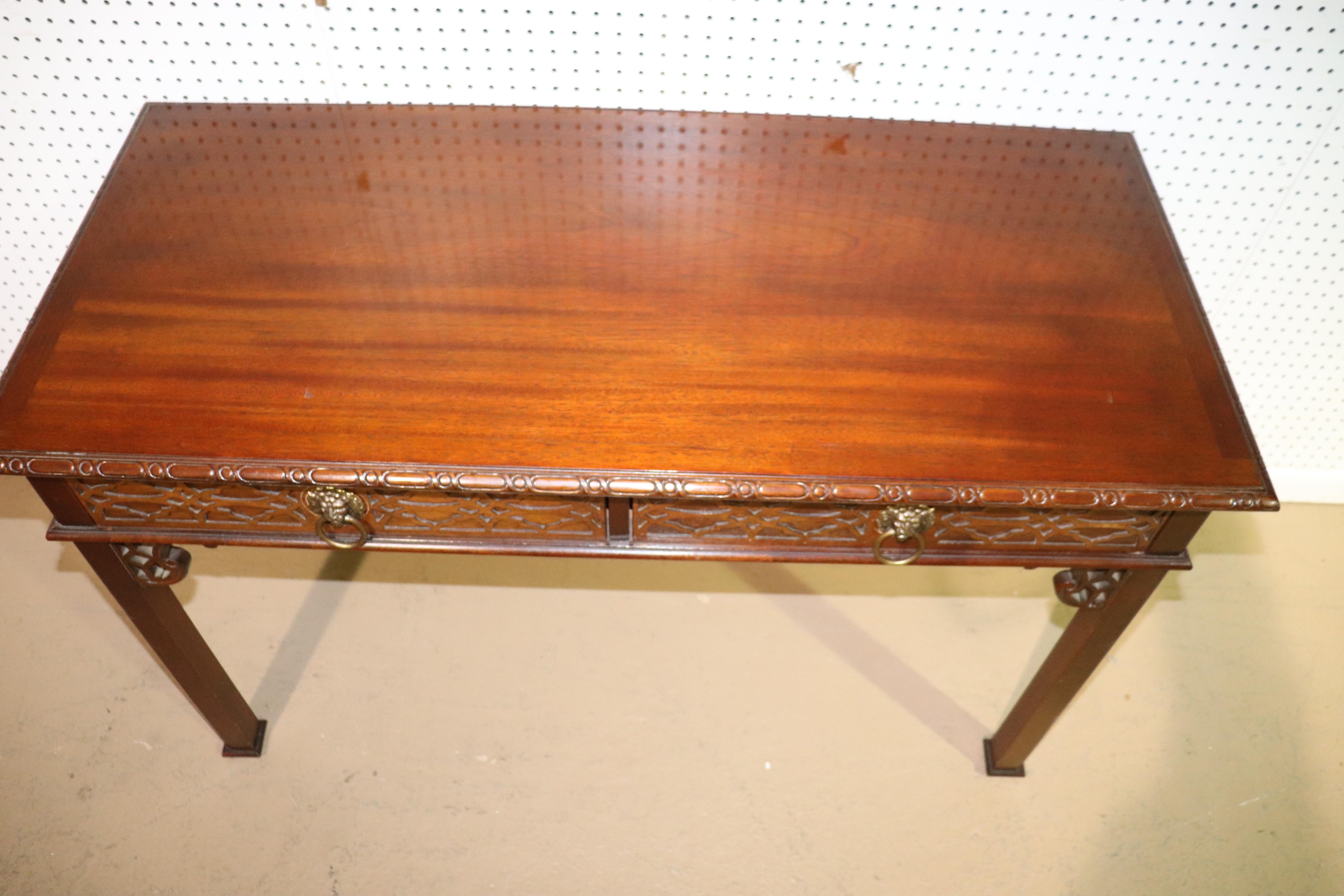 Historic Charleston Baker Solid Mahogany Chinese Chippendale Writing Desk Table 5