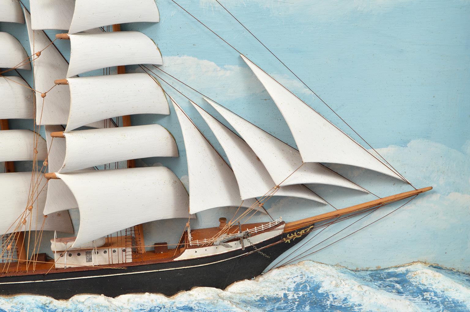 Historic Diorama Featuring the Four Masted Barque 'William P. Frye' at Full Sail In Good Condition In Ft. Lauderdale, FL